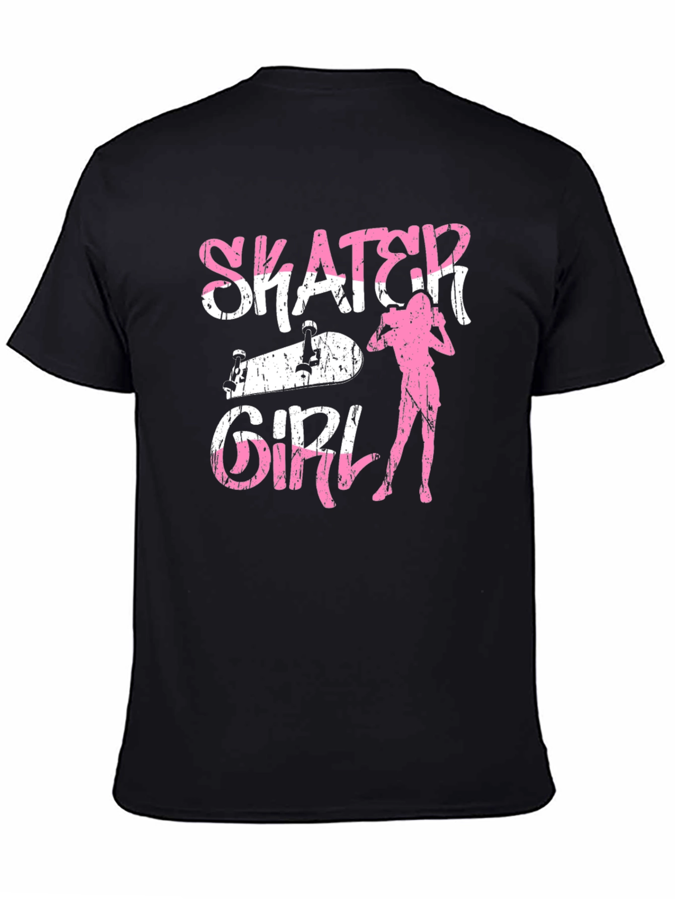 Skater Girl Graphic Tee - Black Cotton T-Shirt