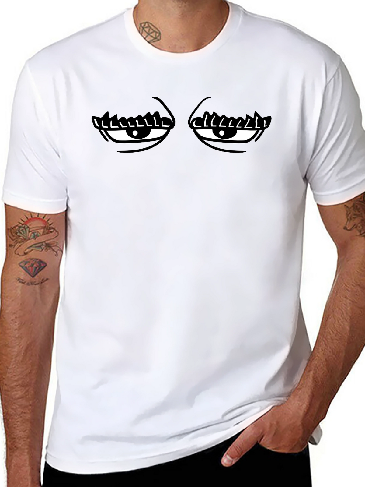Funny Eye Graphic Black Cotton T-Shirt