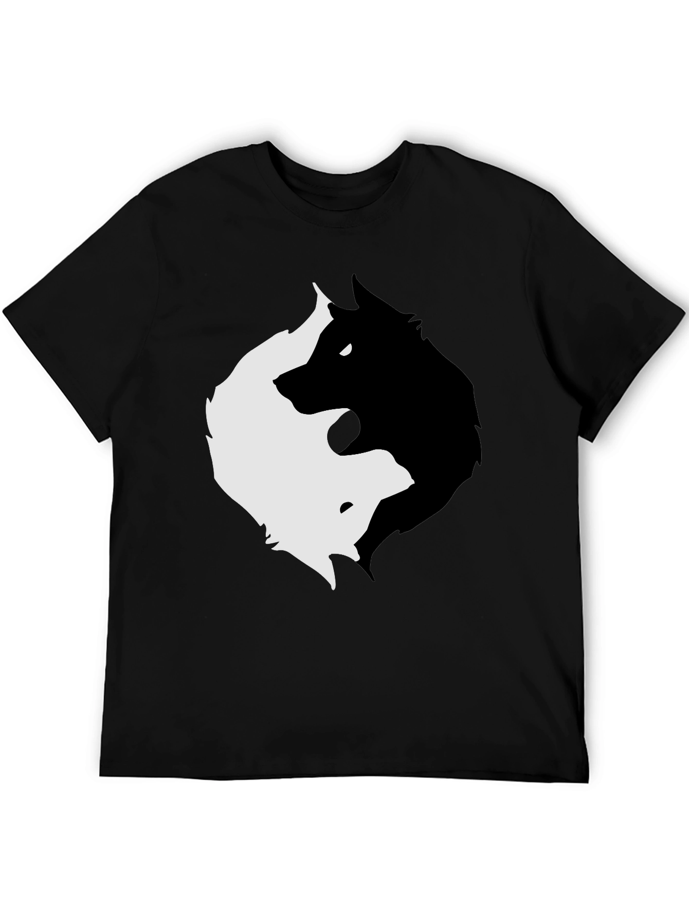 Yin Yang Wolves Graphic Tee - Black