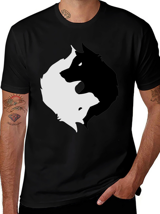 Yin Yang Wolves Graphic Tee - Black