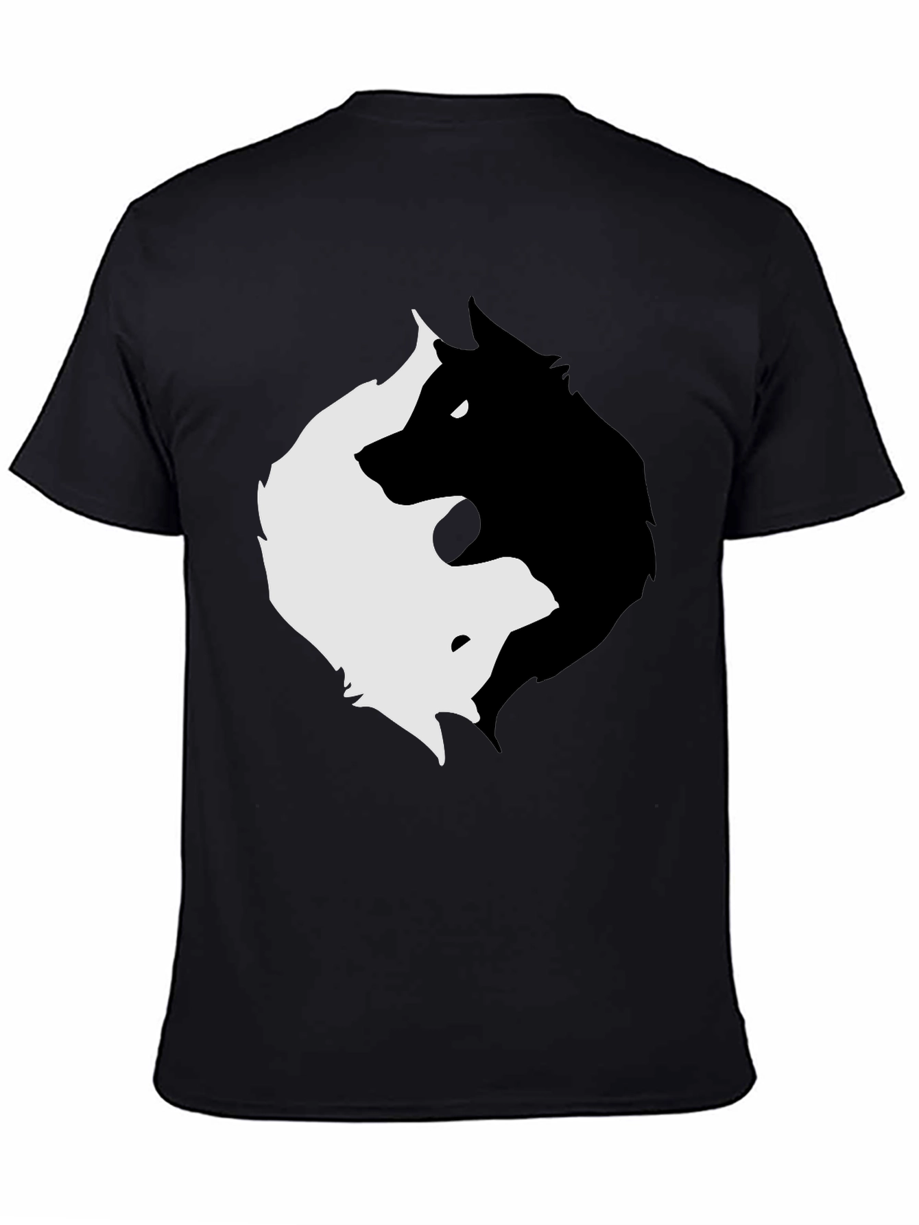 Yin Yang Wolves Graphic Tee - Black
