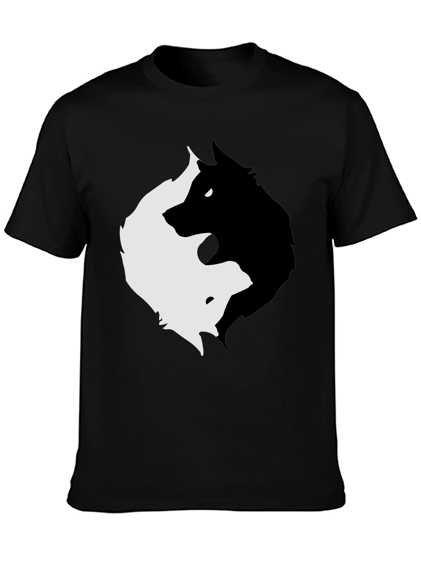 Yin Yang Wolves Graphic Tee - Black