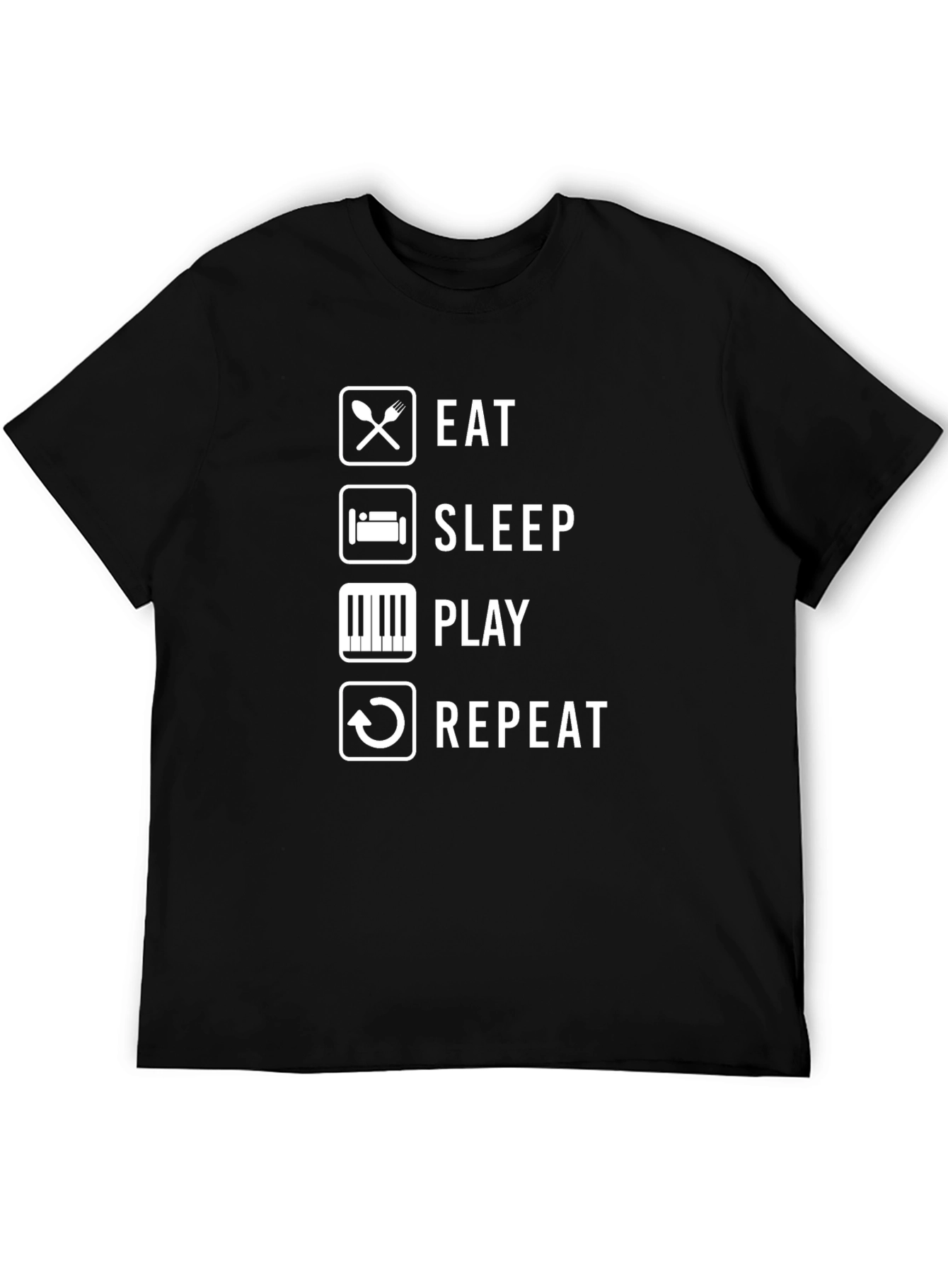 Eat Sleep Play Repeat Black Graphic Tee