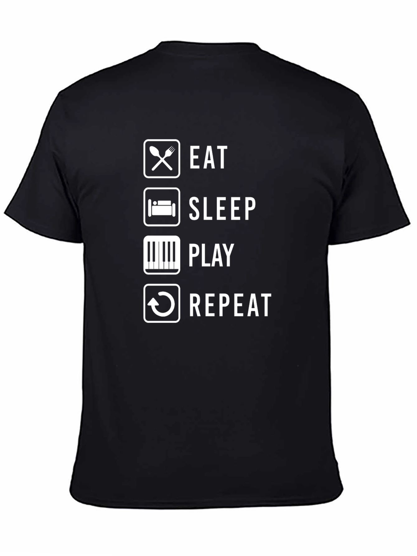 Eat Sleep Play Repeat Black Graphic Tee