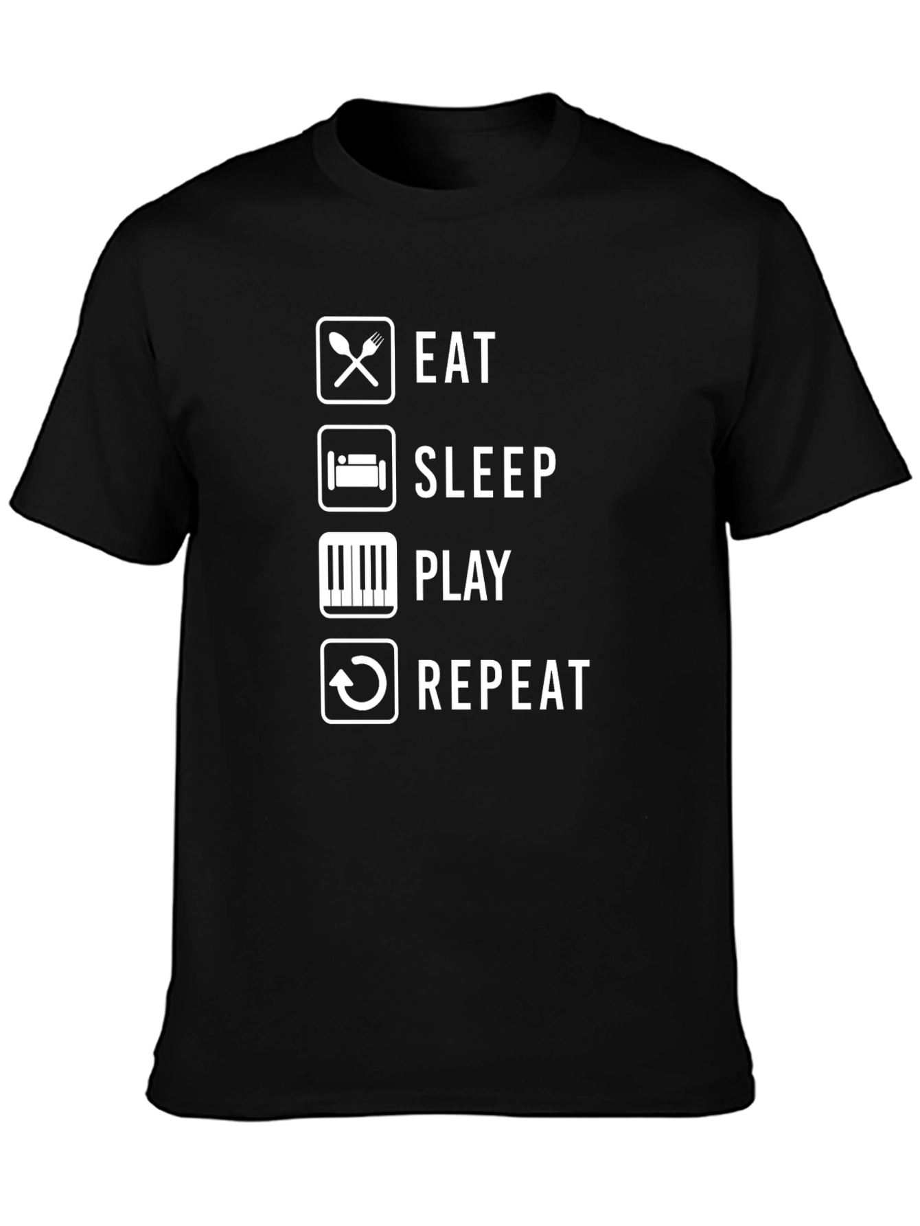 Eat Sleep Play Repeat Black Graphic Tee