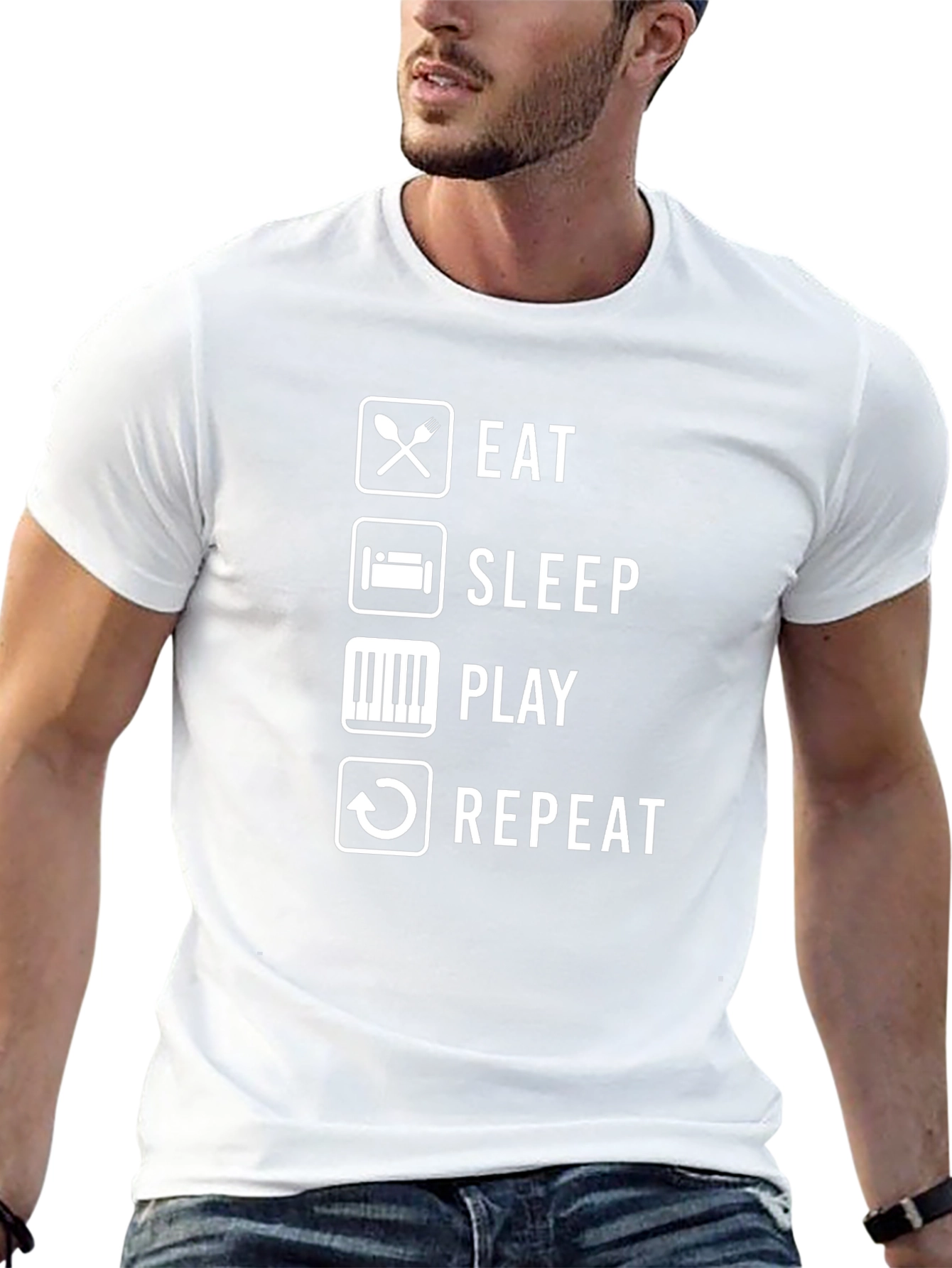 Eat Sleep Play Repeat Black Graphic Tee