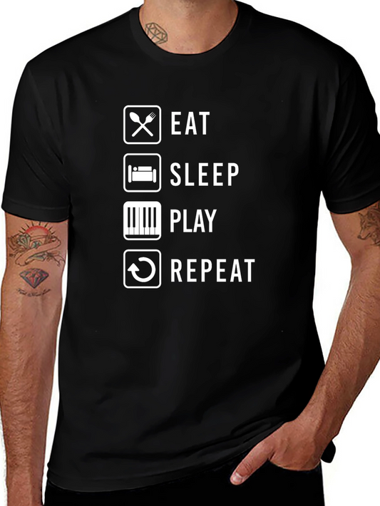 Eat Sleep Play Repeat Black Graphic Tee