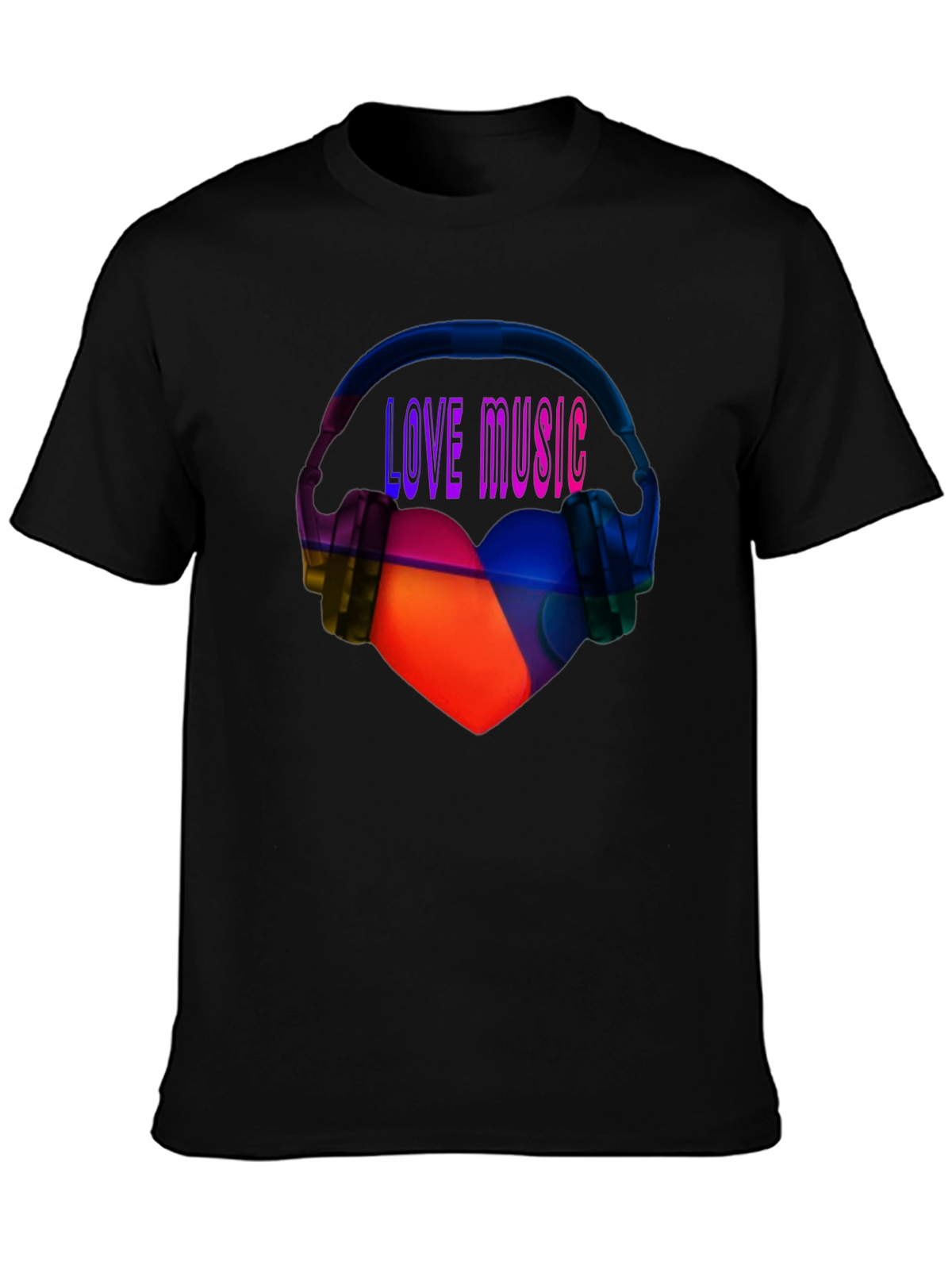 Love Music Graphic Tee - Heart & Headphones T-Shirt