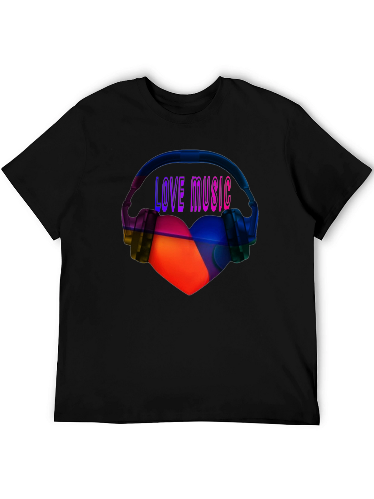 Love Music Graphic Tee - Heart & Headphones T-Shirt