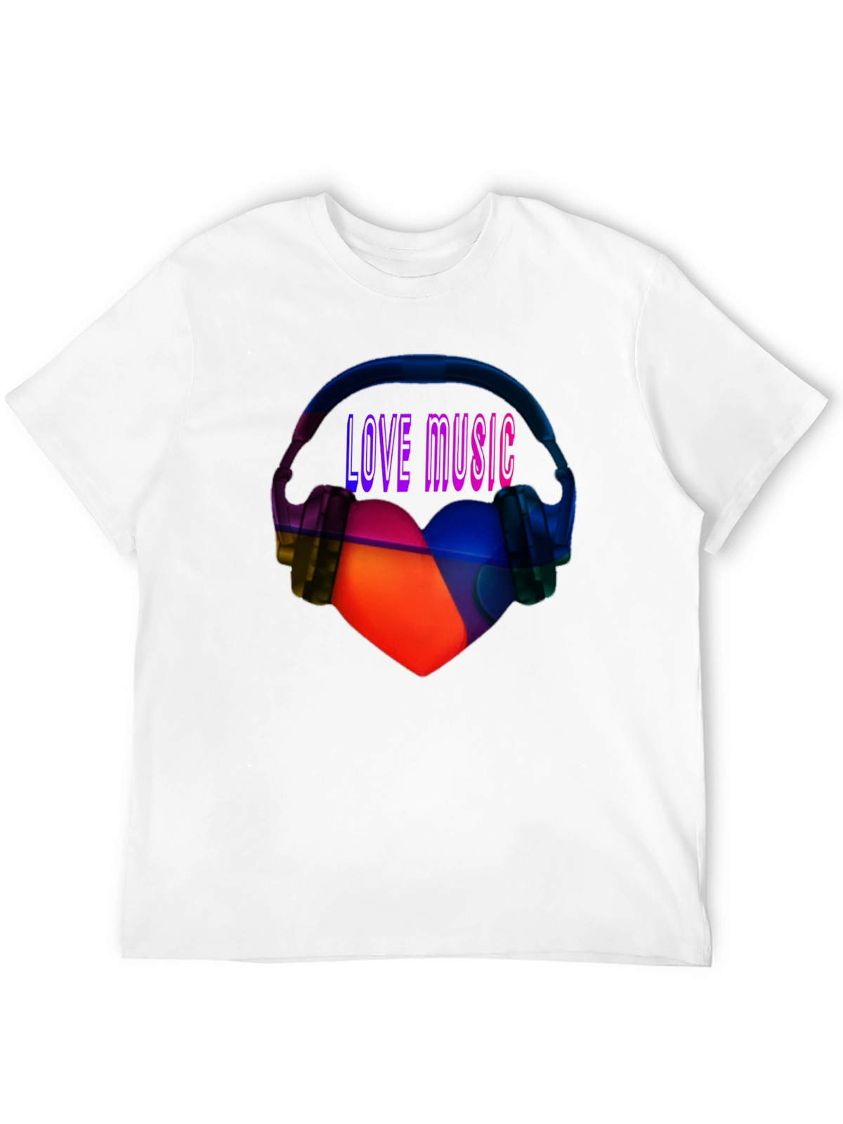 Love Music Graphic Tee - Heart & Headphones T-Shirt