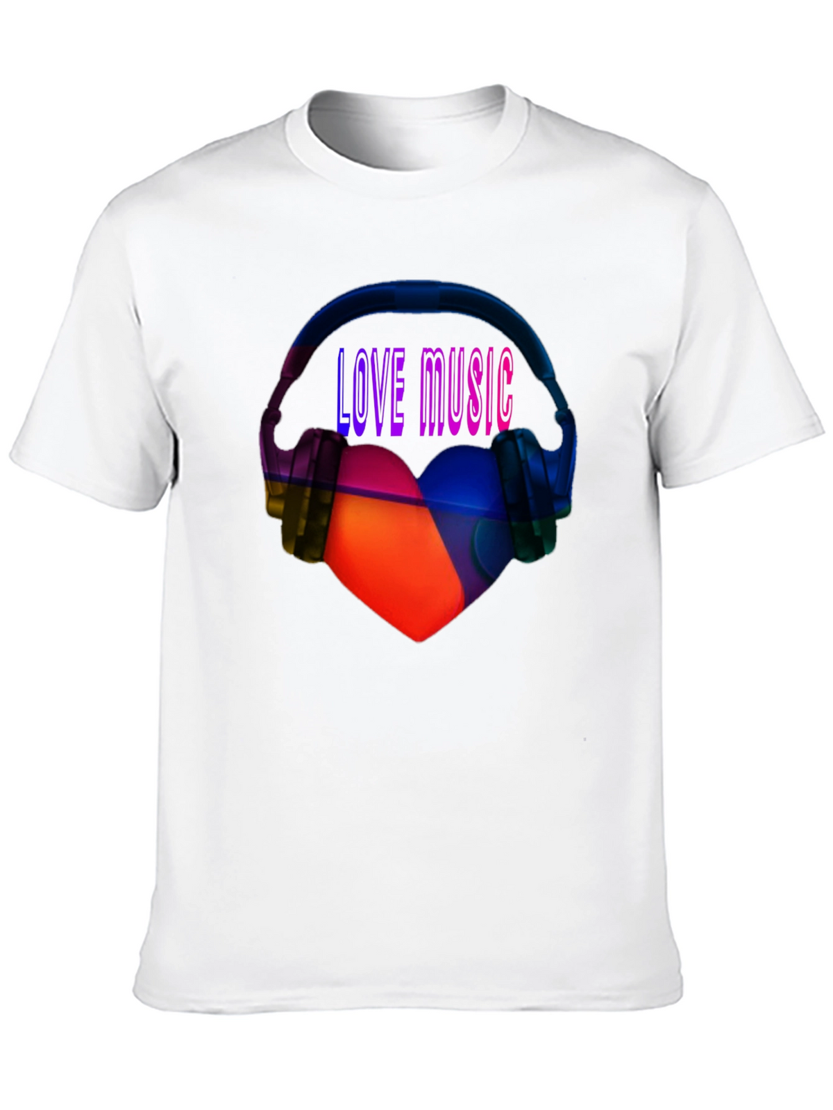 Love Music Graphic Tee - Heart & Headphones T-Shirt