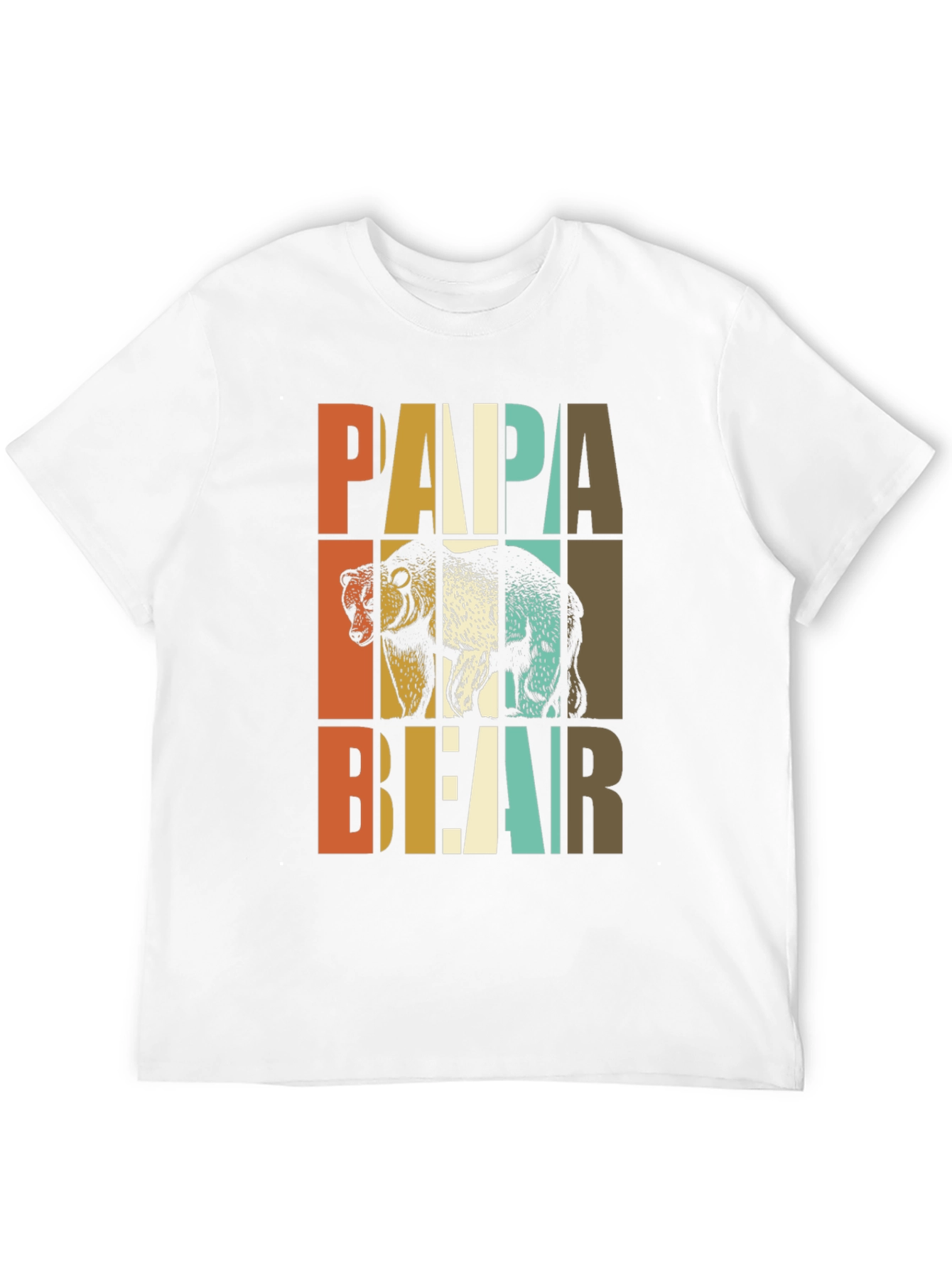 Papa Bear Graphic Tee - Retro Style Dad Shirt