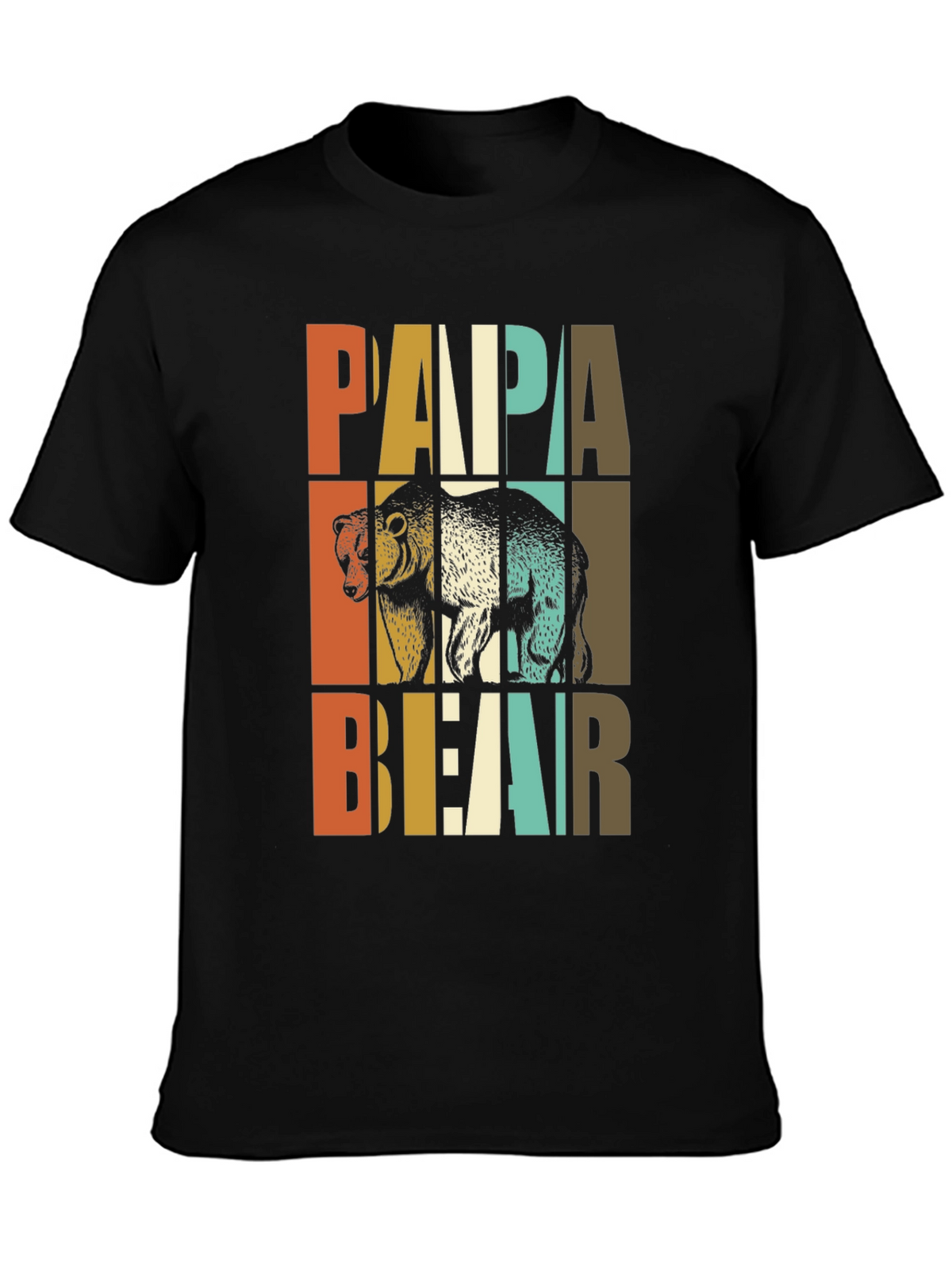 Papa Bear Graphic Tee - Retro Style Dad Shirt