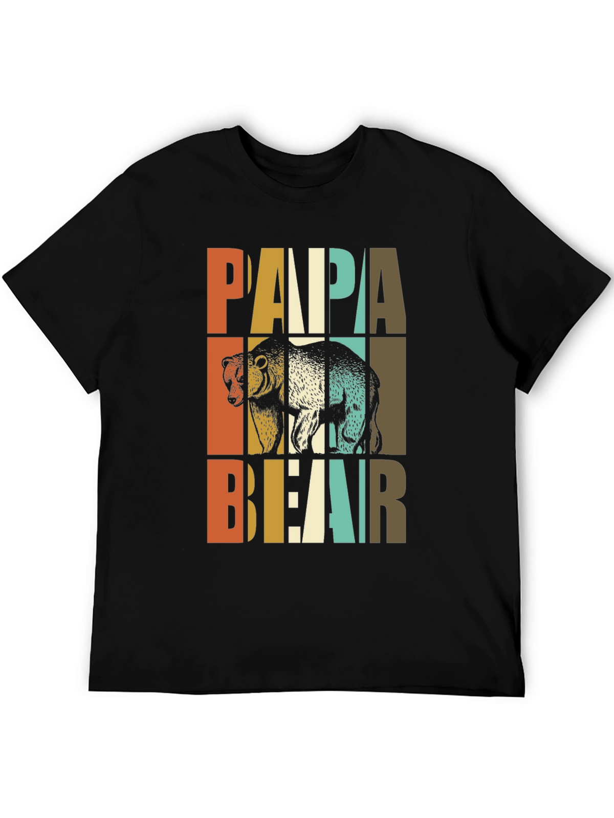 Papa Bear Graphic Tee - Retro Style Dad Shirt