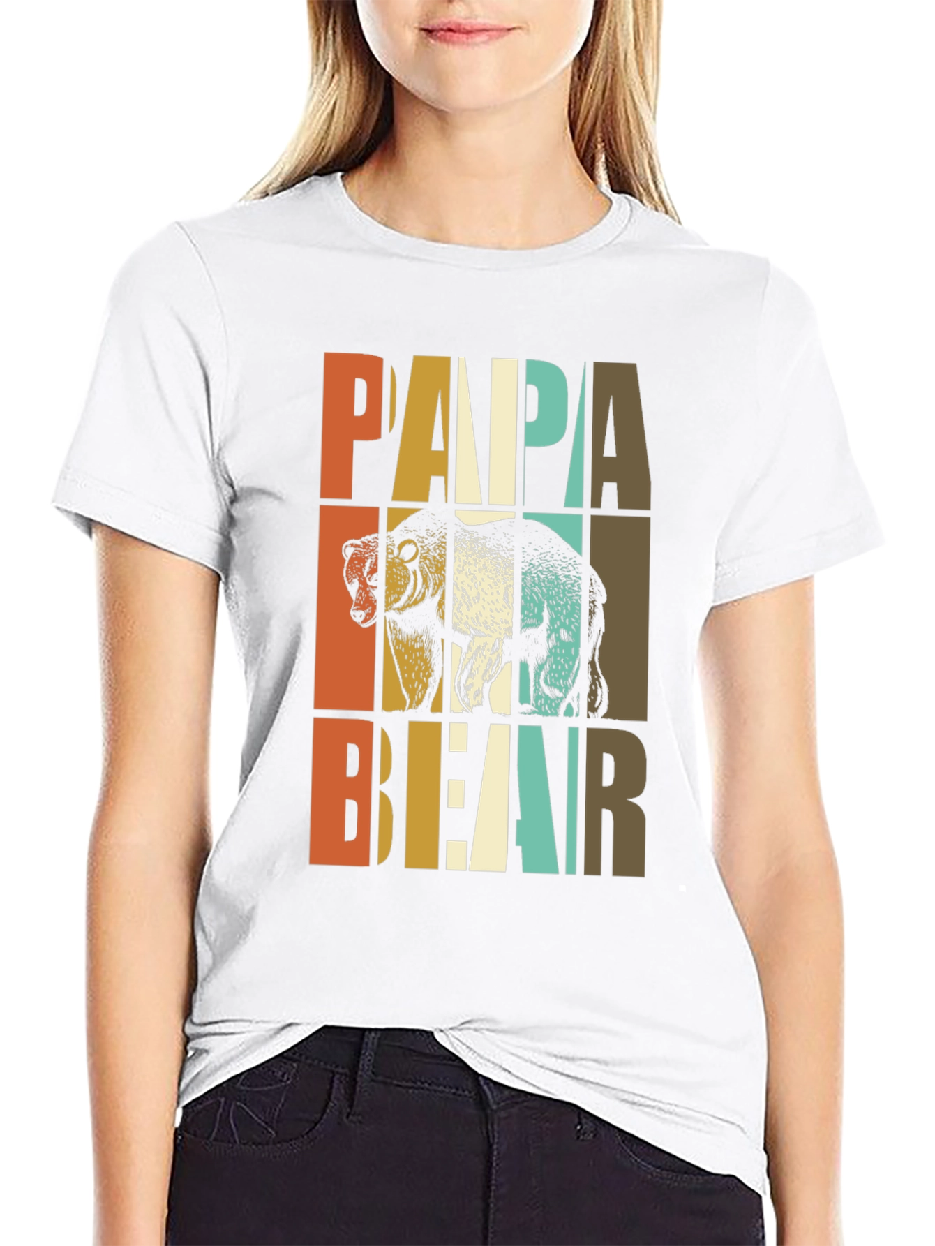 Papa Bear Graphic Tee - Retro Style Dad Shirt