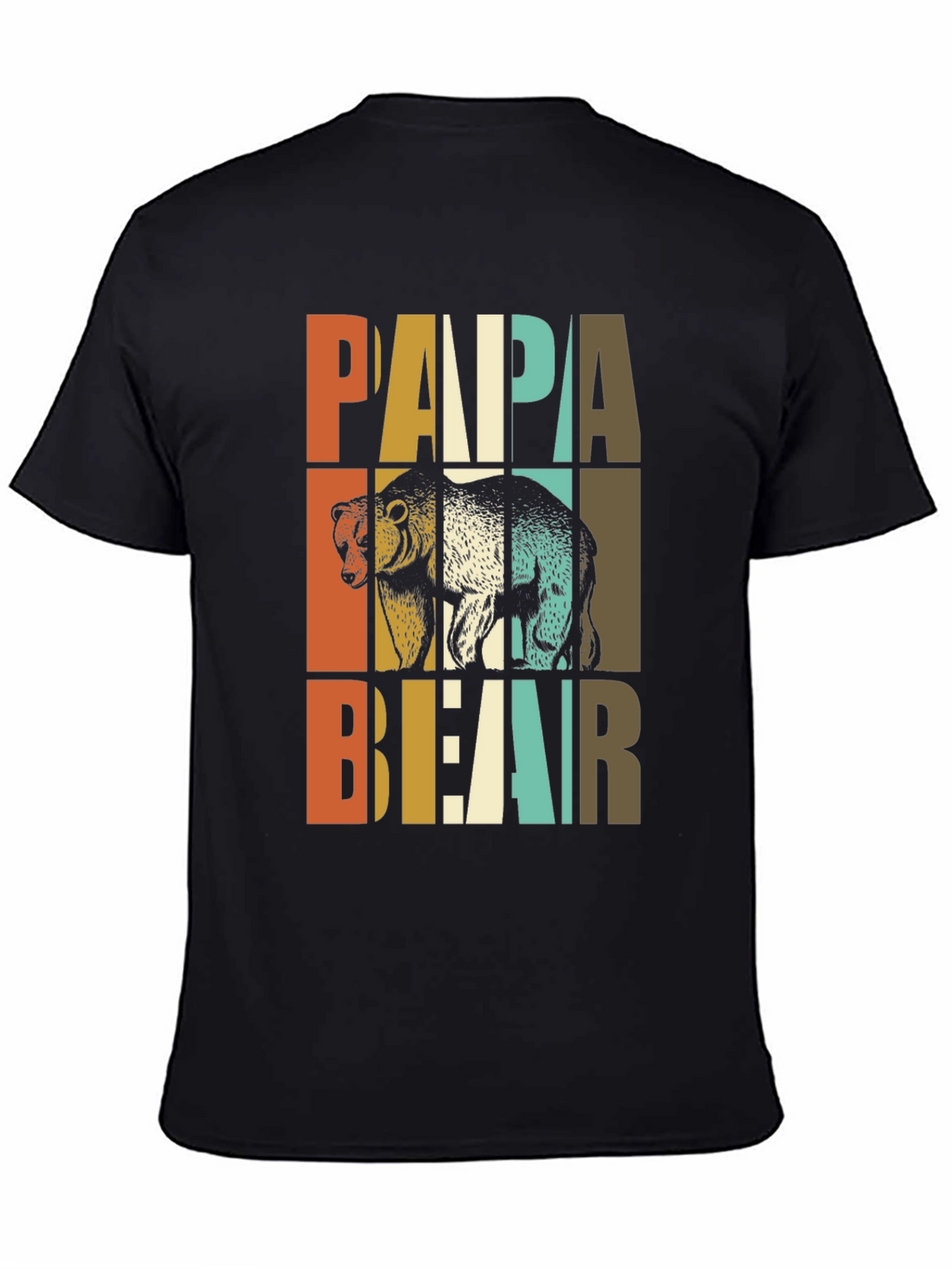Papa Bear Graphic Tee - Retro Style Dad Shirt