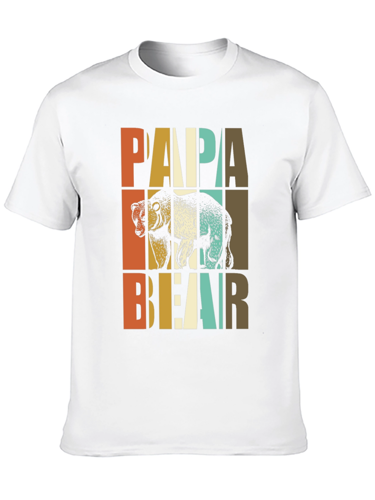 Papa Bear Graphic Tee - Retro Style Dad Shirt