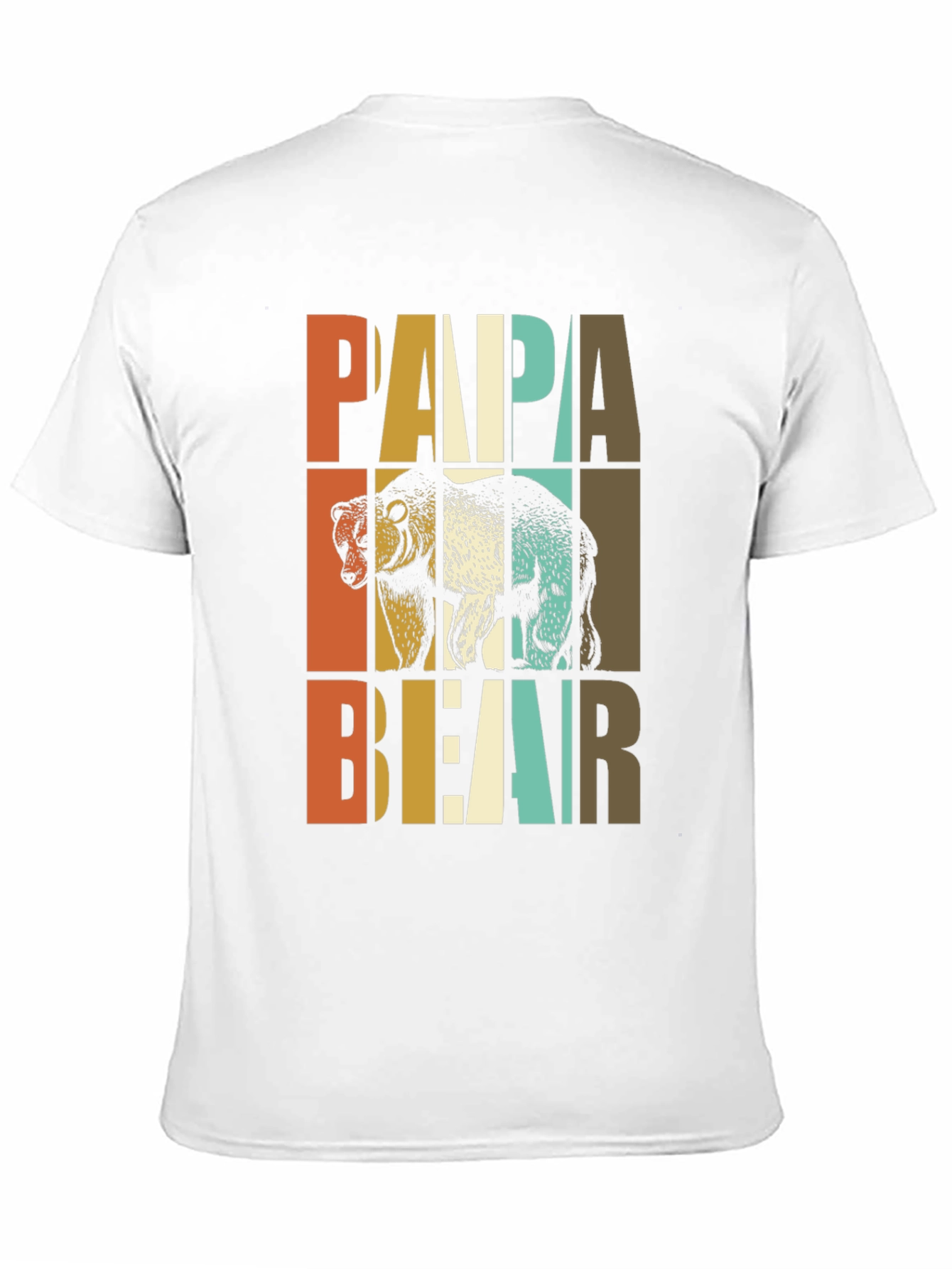 Papa Bear Graphic Tee - Retro Style Dad Shirt