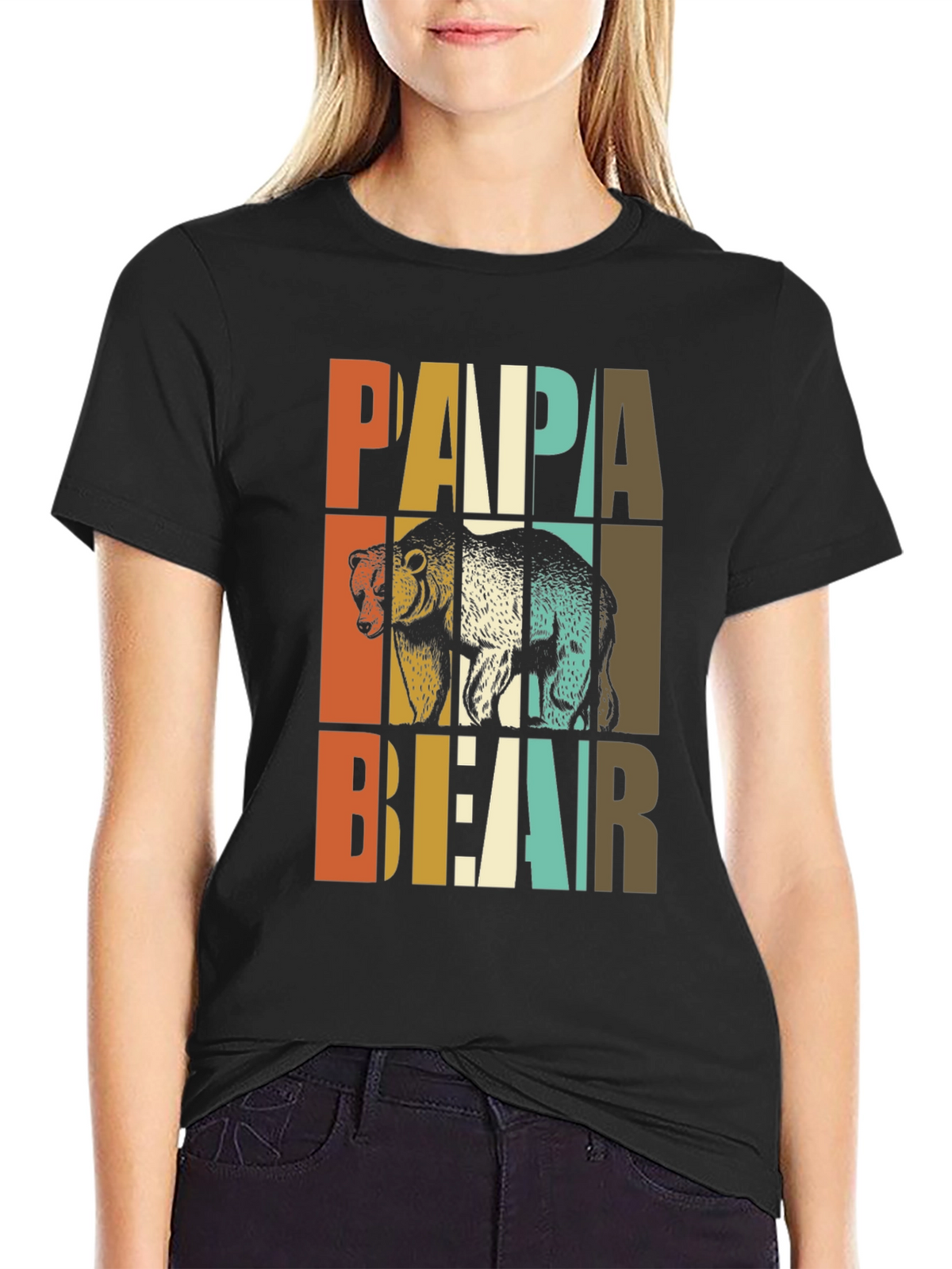 Papa Bear Graphic Tee - Retro Style Dad Shirt