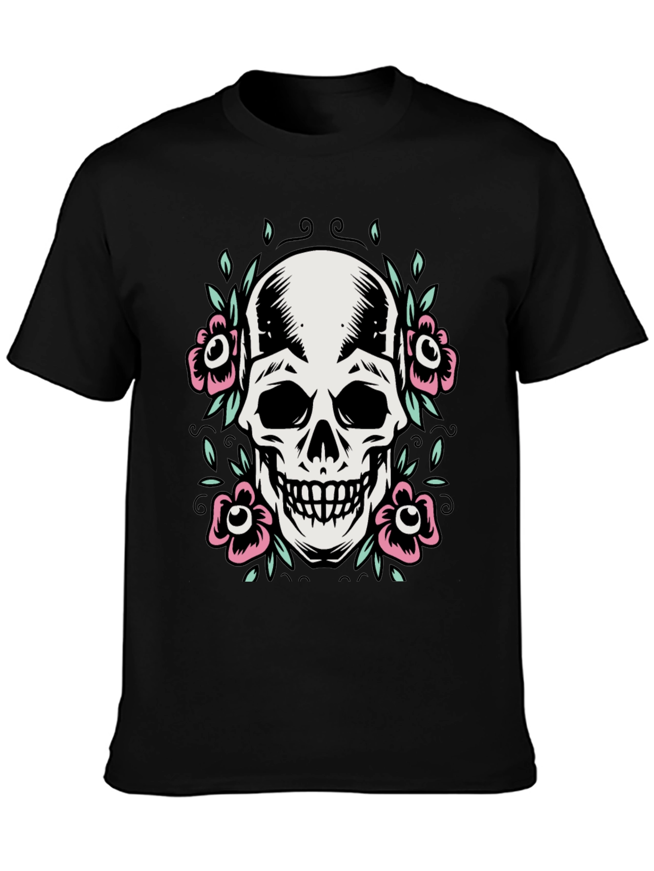 Skull and Flowers Graphic Tee