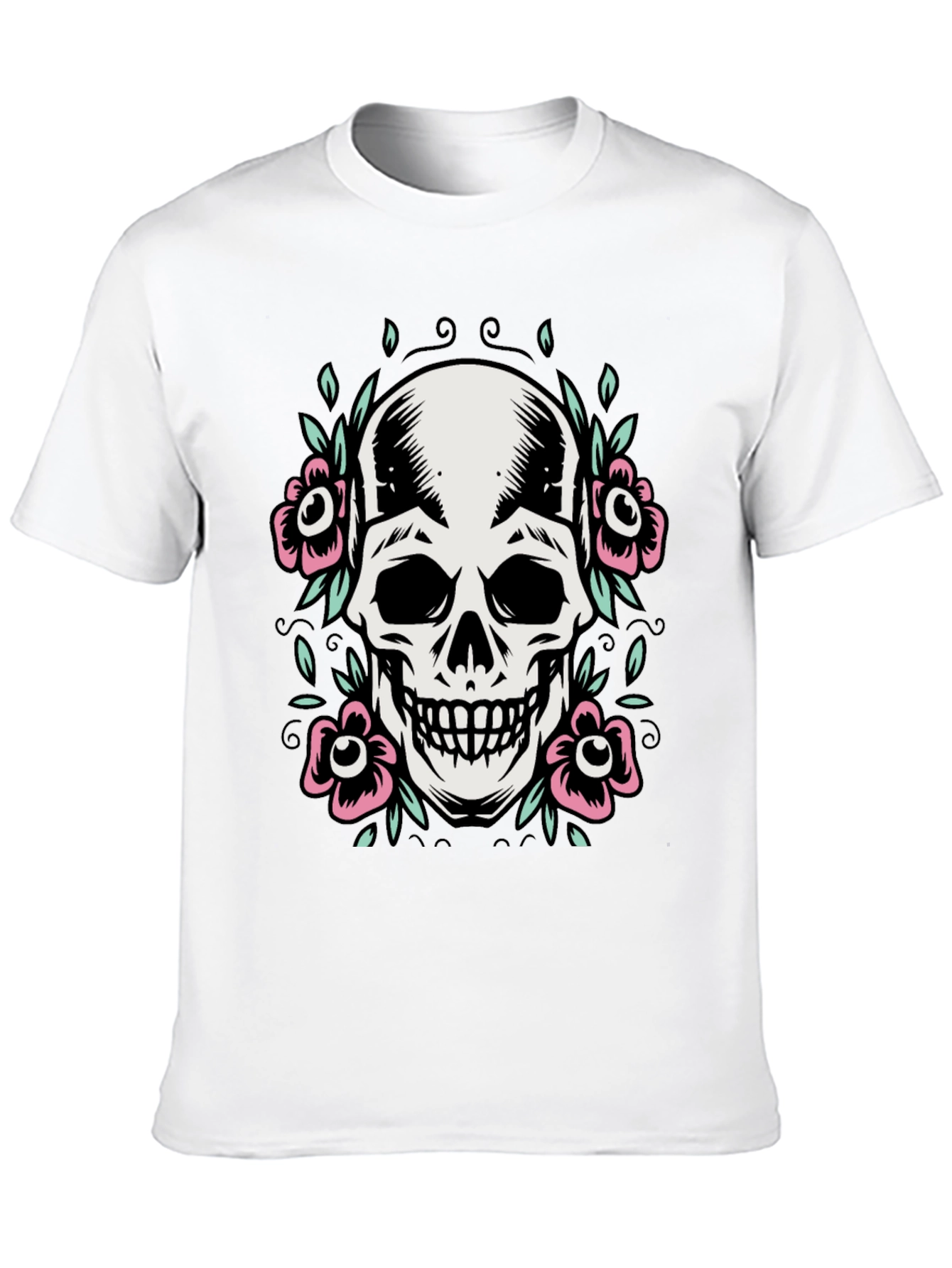 Skull and Flowers Graphic Tee