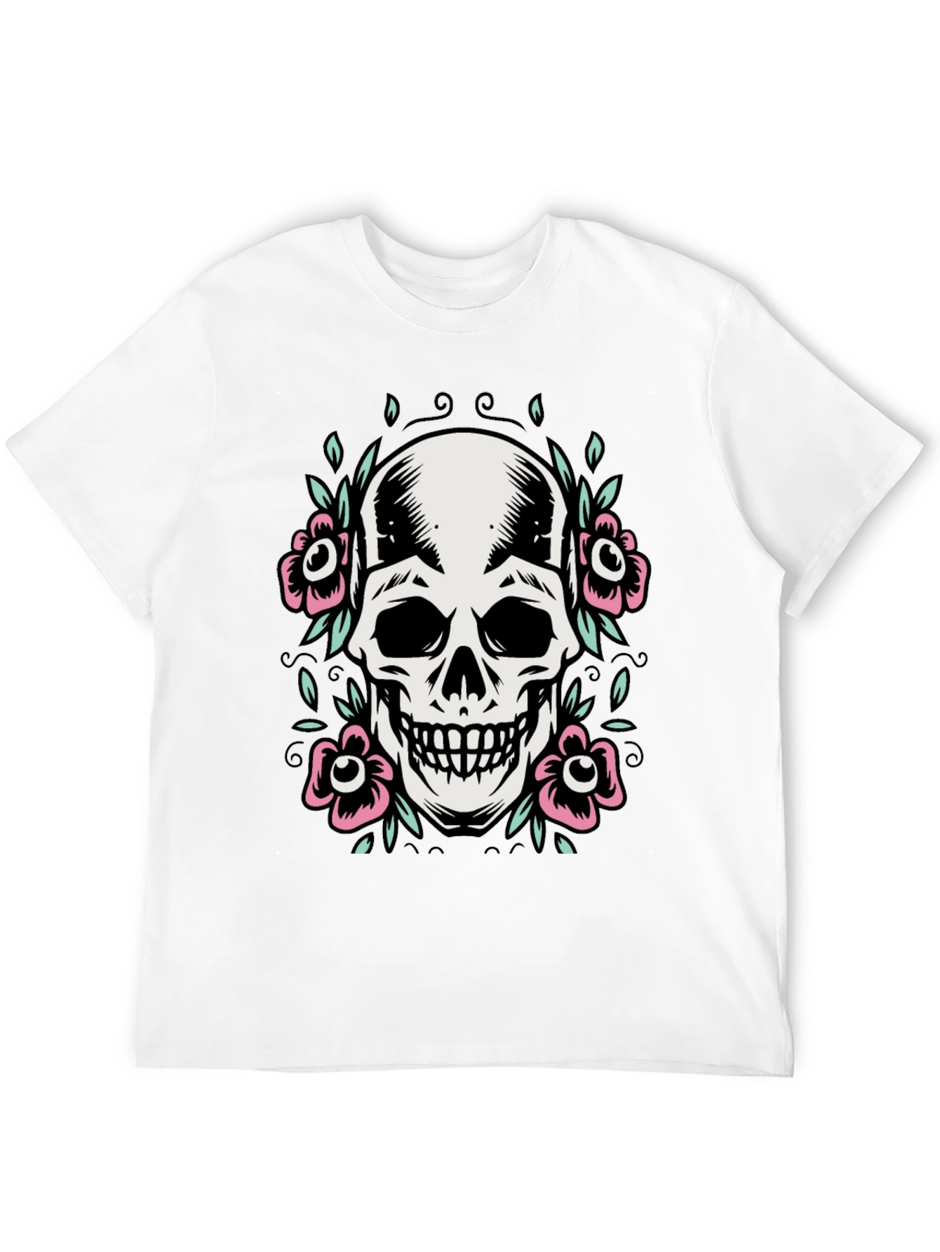 Skull and Flowers Graphic Tee