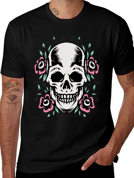 Skull and Flowers Graphic Tee