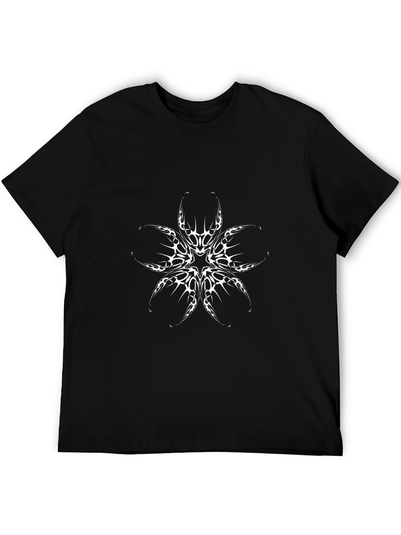 Abstract Floral Graphic Black T-Shirt
