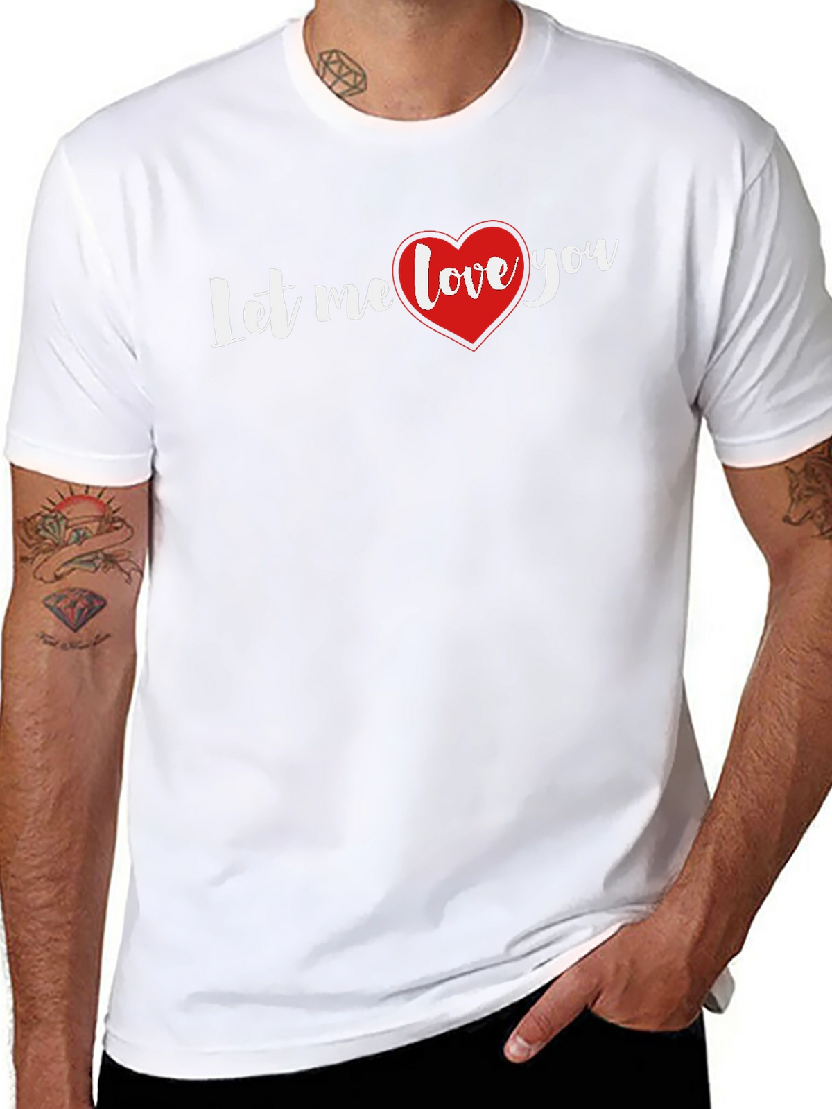Let Me Love You Heart Graphic Black T-Shirt