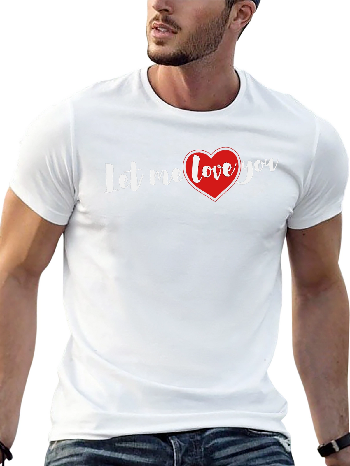 Let Me Love You Heart Graphic Black T-Shirt