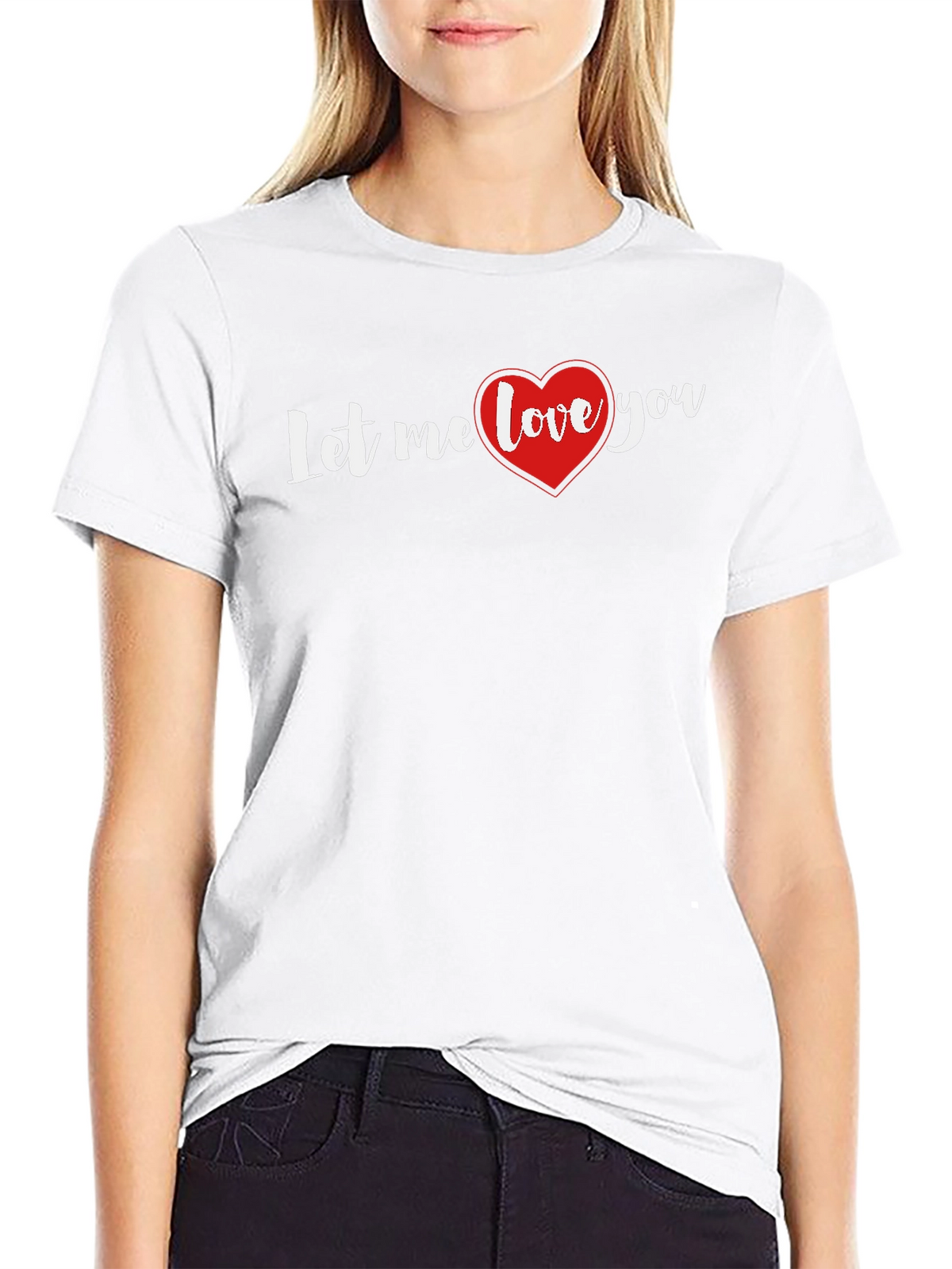 Let Me Love You Heart Graphic Black T-Shirt