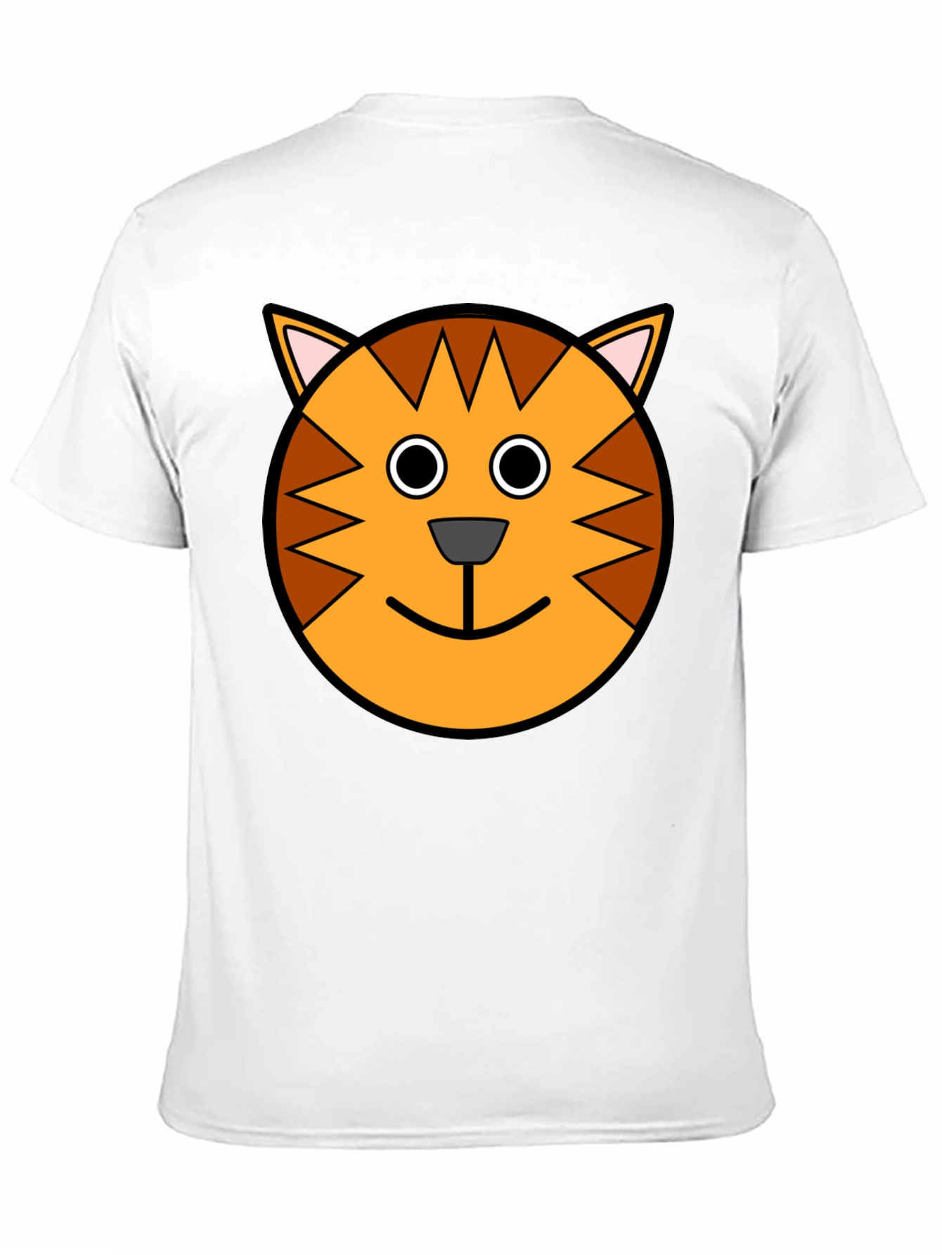 Cartoon Cat Face Black T-Shirt