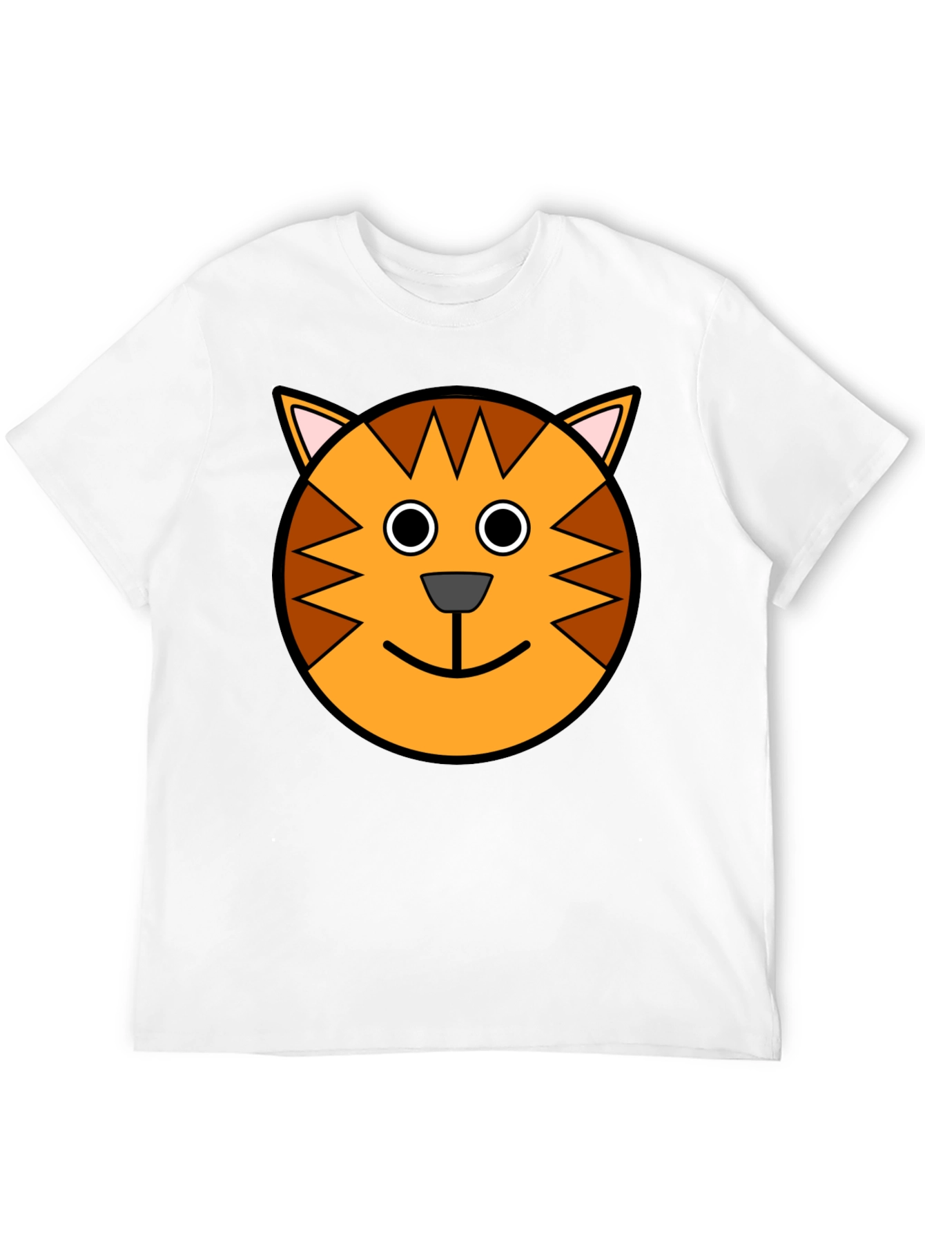 Cartoon Cat Face Black T-Shirt