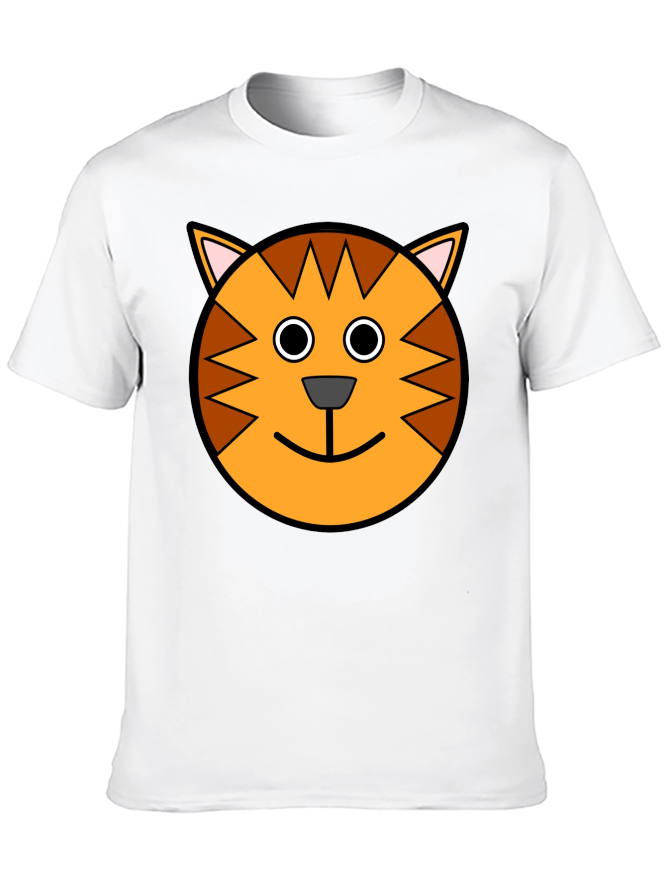 Cartoon Cat Face Black T-Shirt
