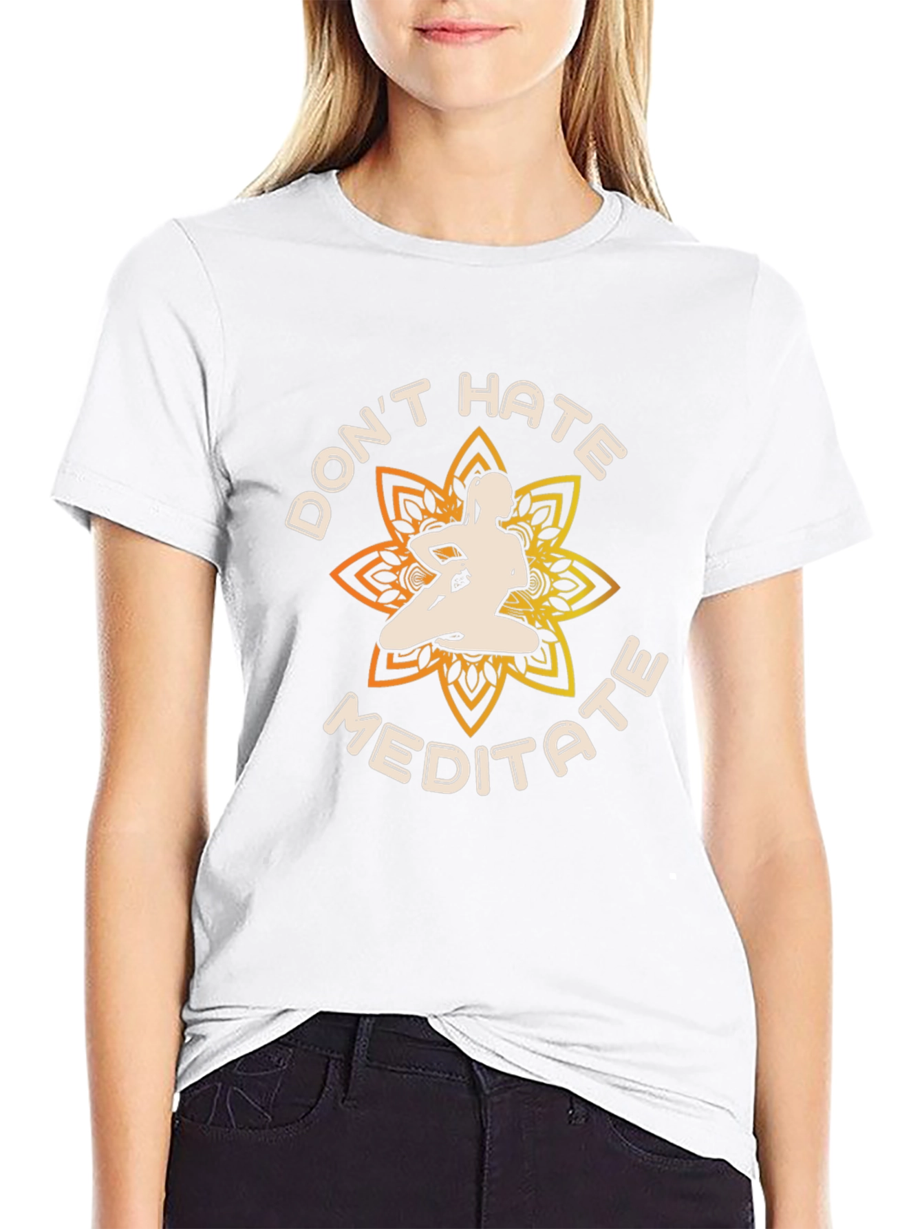 Dont Hate Meditate Black Graphic T-Shirt Yoga Lover