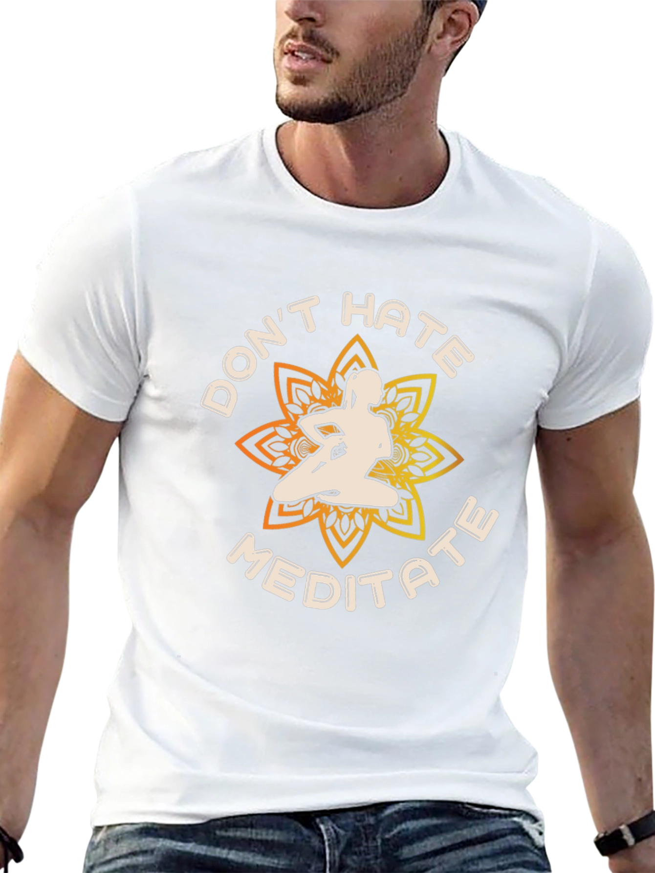 Dont Hate Meditate Black Graphic T-Shirt Yoga Lover