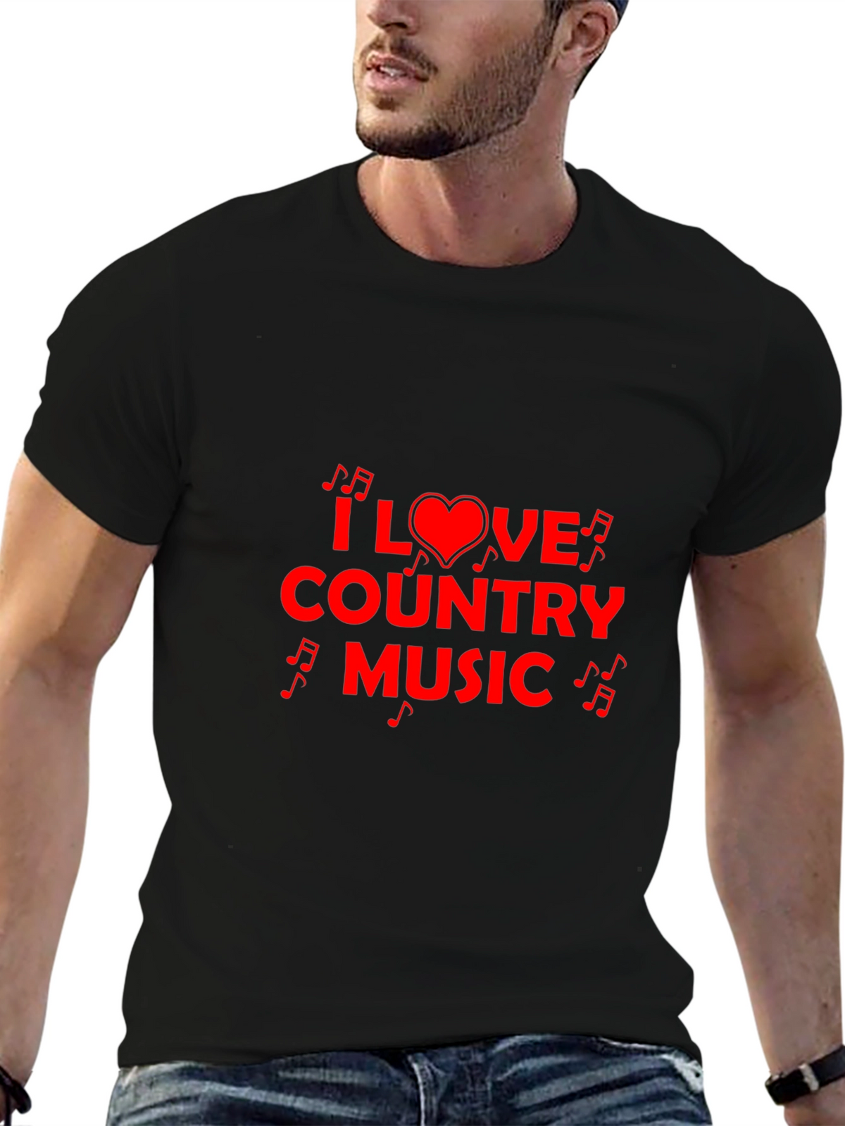 I Love Country Music Black T-Shirt