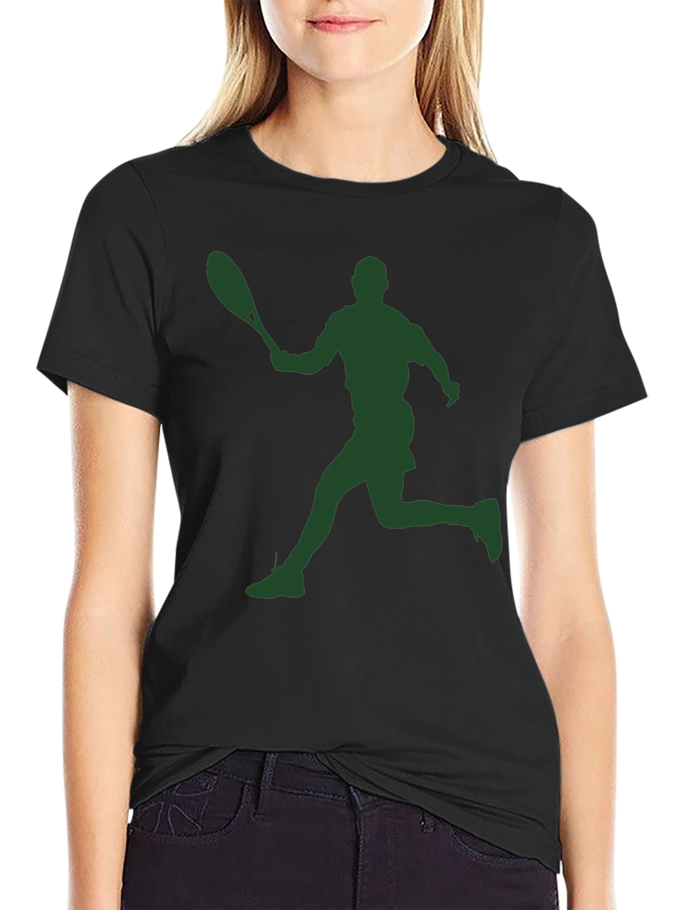 Tennis Player Silhouette Graphic Tee - Sporty Style