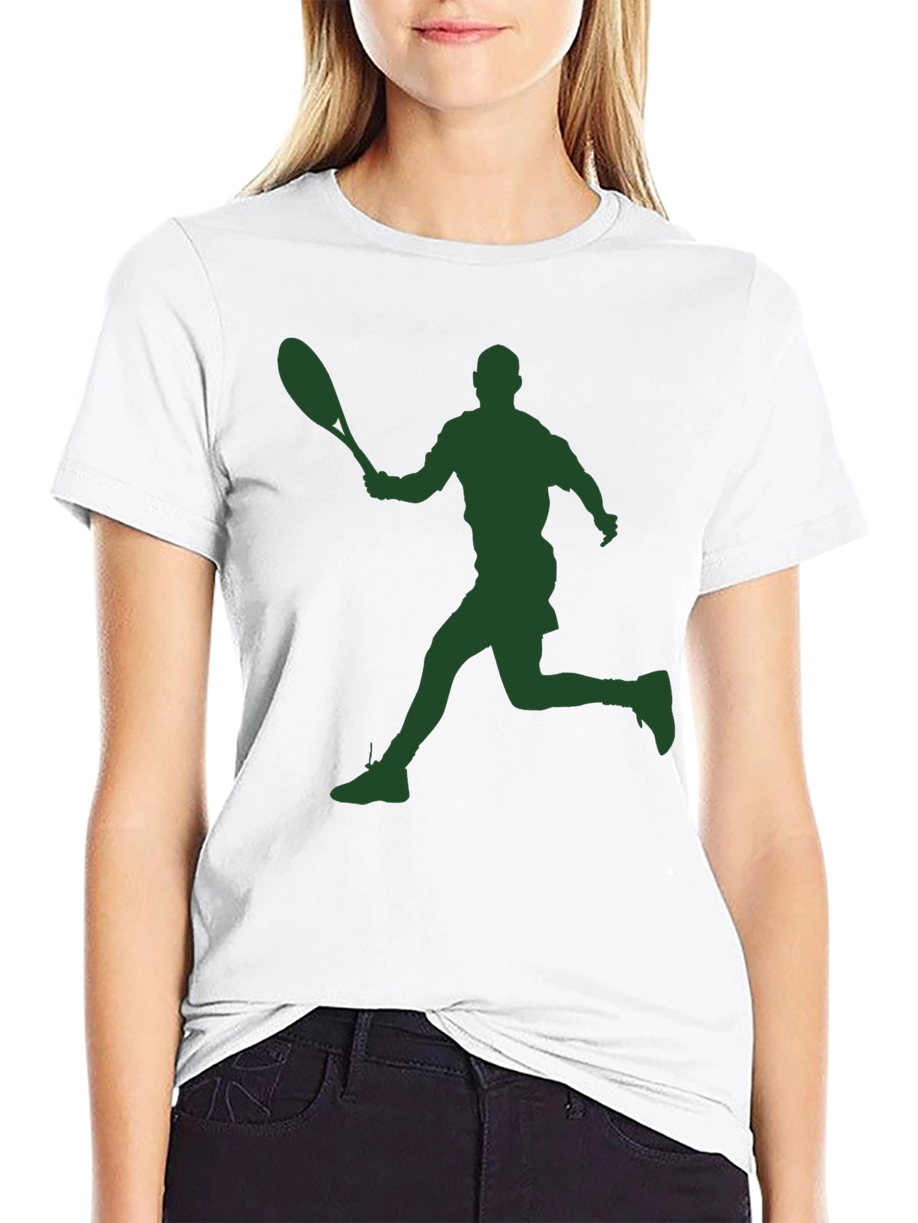 Tennis Player Silhouette Graphic Tee - Sporty Style