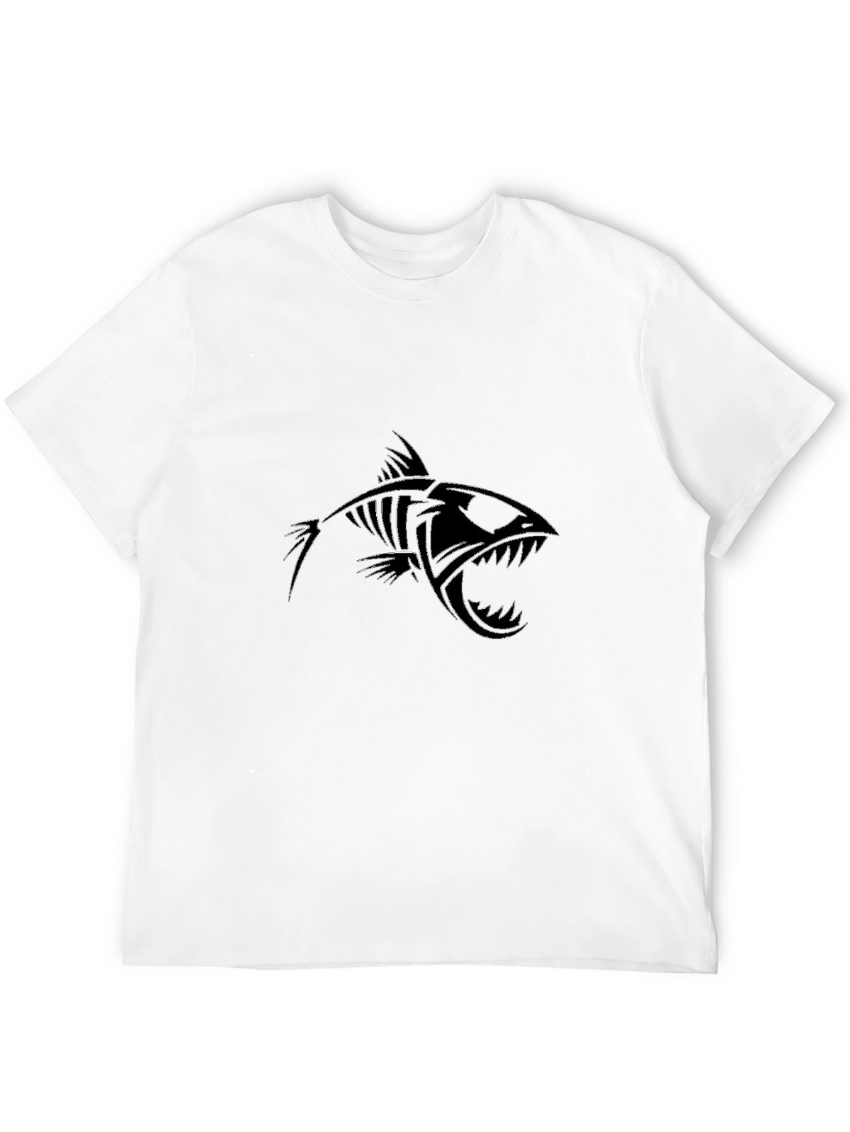 Mens Black Fish Skeleton Graphic Tee