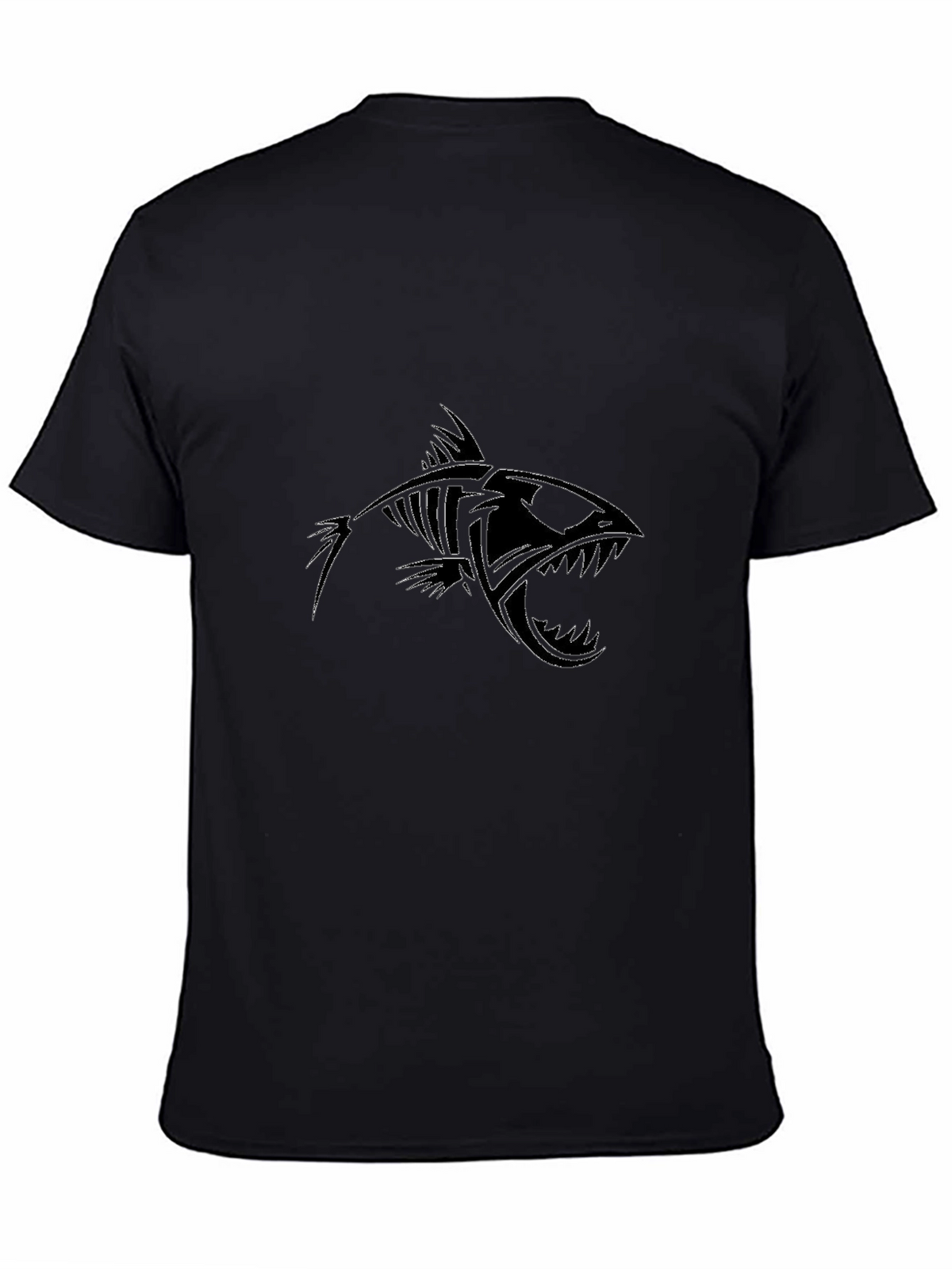 Mens Black Fish Skeleton Graphic Tee