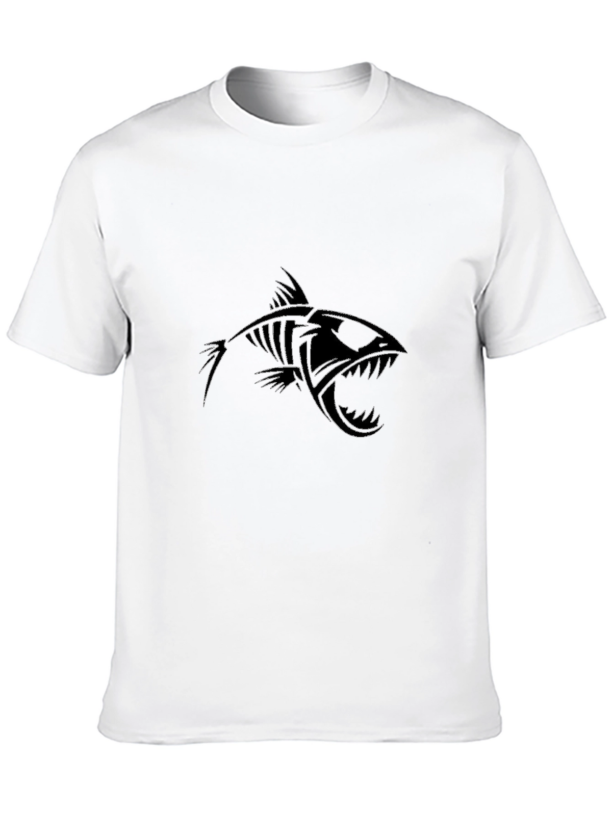 Mens Black Fish Skeleton Graphic Tee