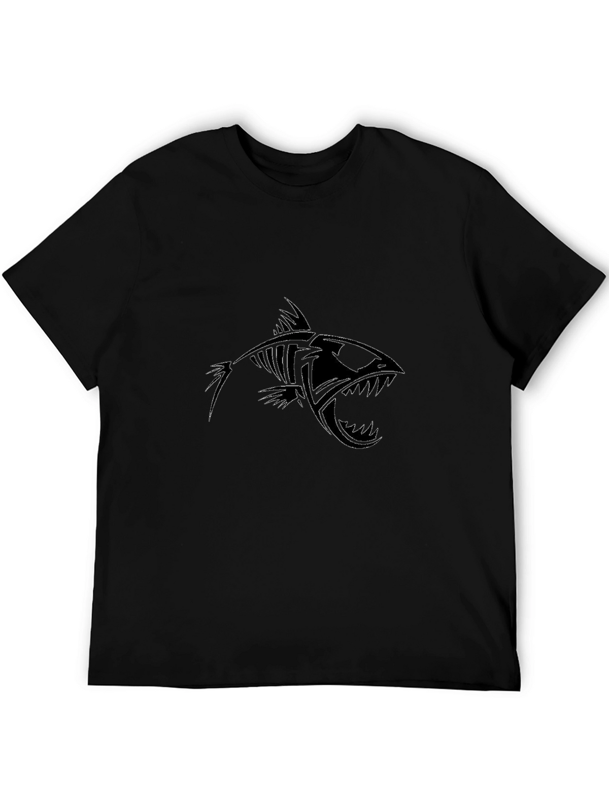 Mens Black Fish Skeleton Graphic Tee