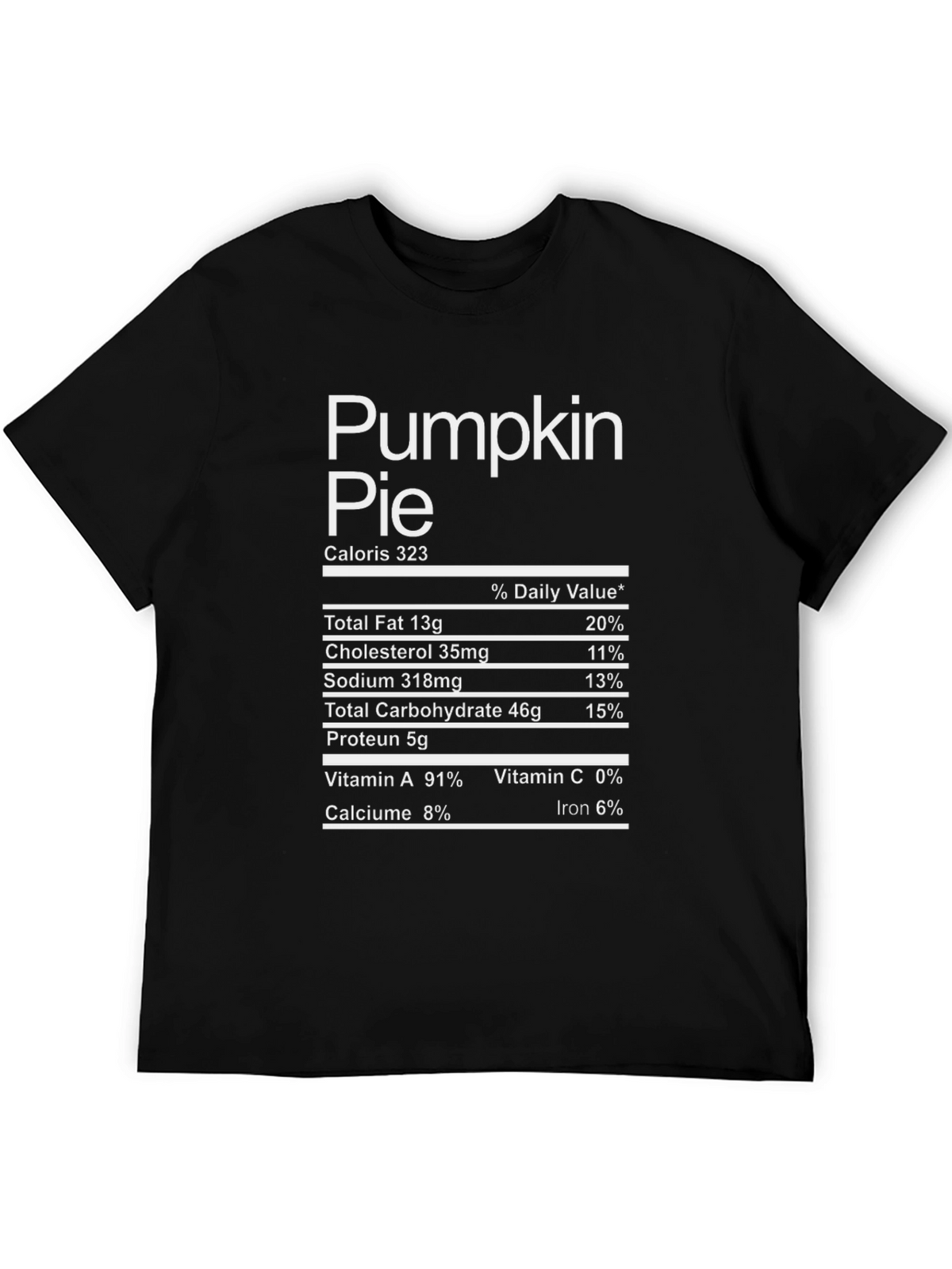 Pumpkin Pie Nutrition Facts Graphic T-Shirt