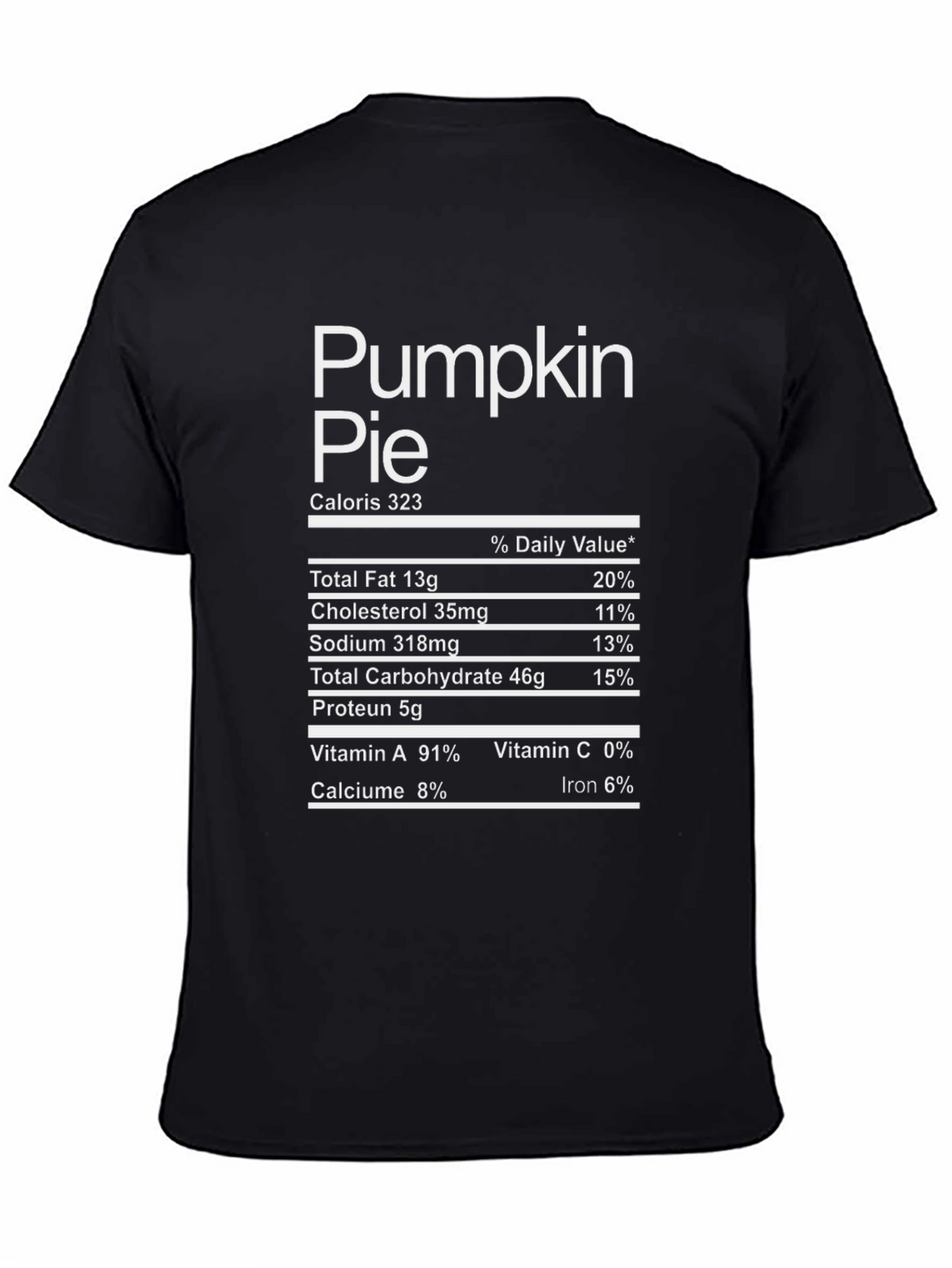 Pumpkin Pie Nutrition Facts Graphic T-Shirt