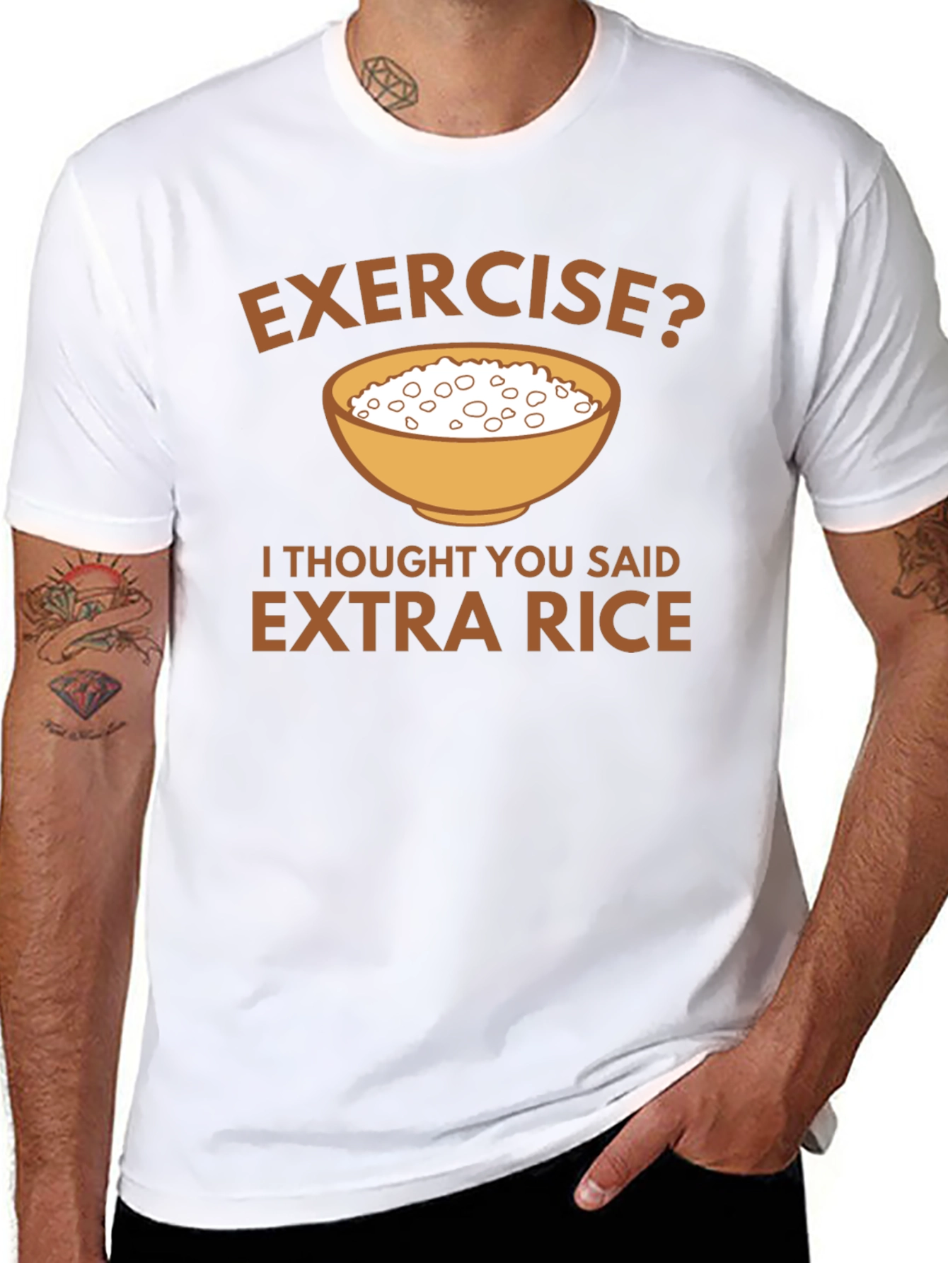 Exercise? Extra Rice Graphic T-Shirt