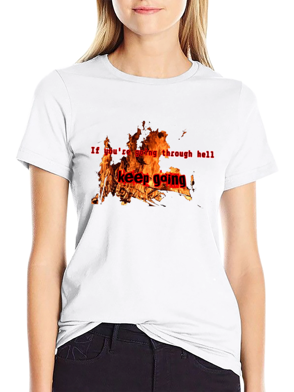 Keep Going Graphic T-Shirt - Motivational Fire Design