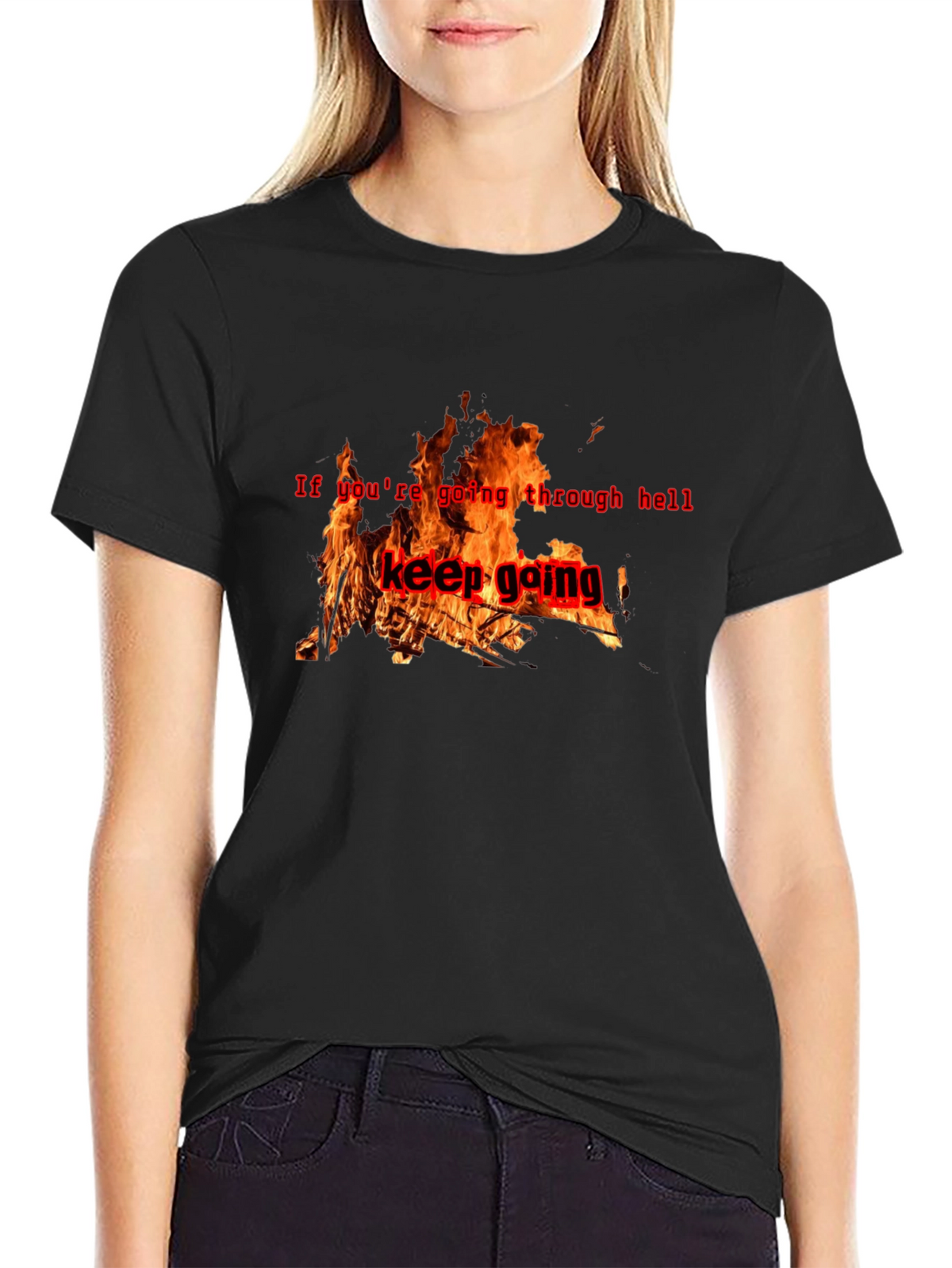 Keep Going Graphic T-Shirt - Motivational Fire Design