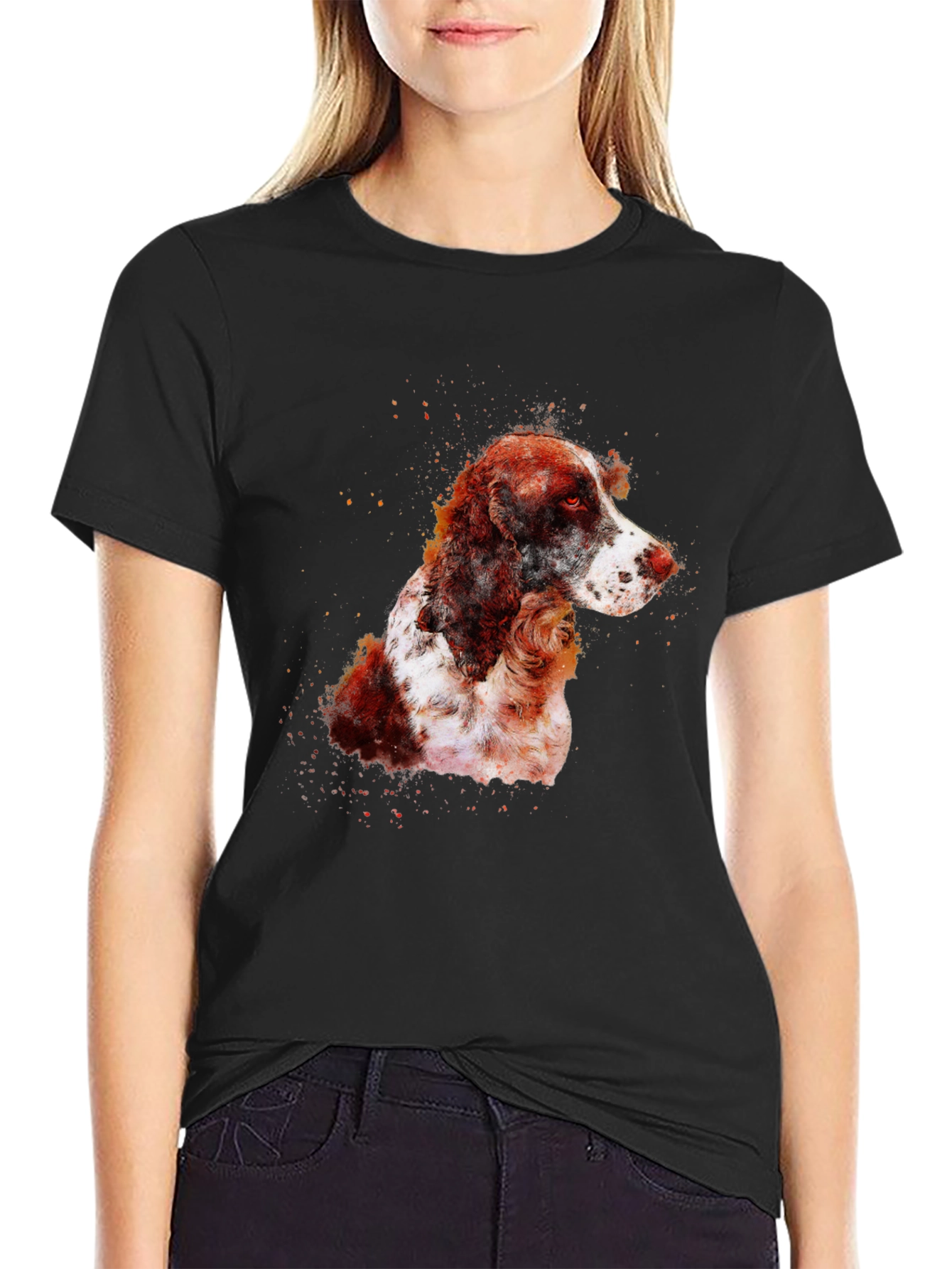 Dog Portrait Graphic Tee - Mens Black T-Shirt