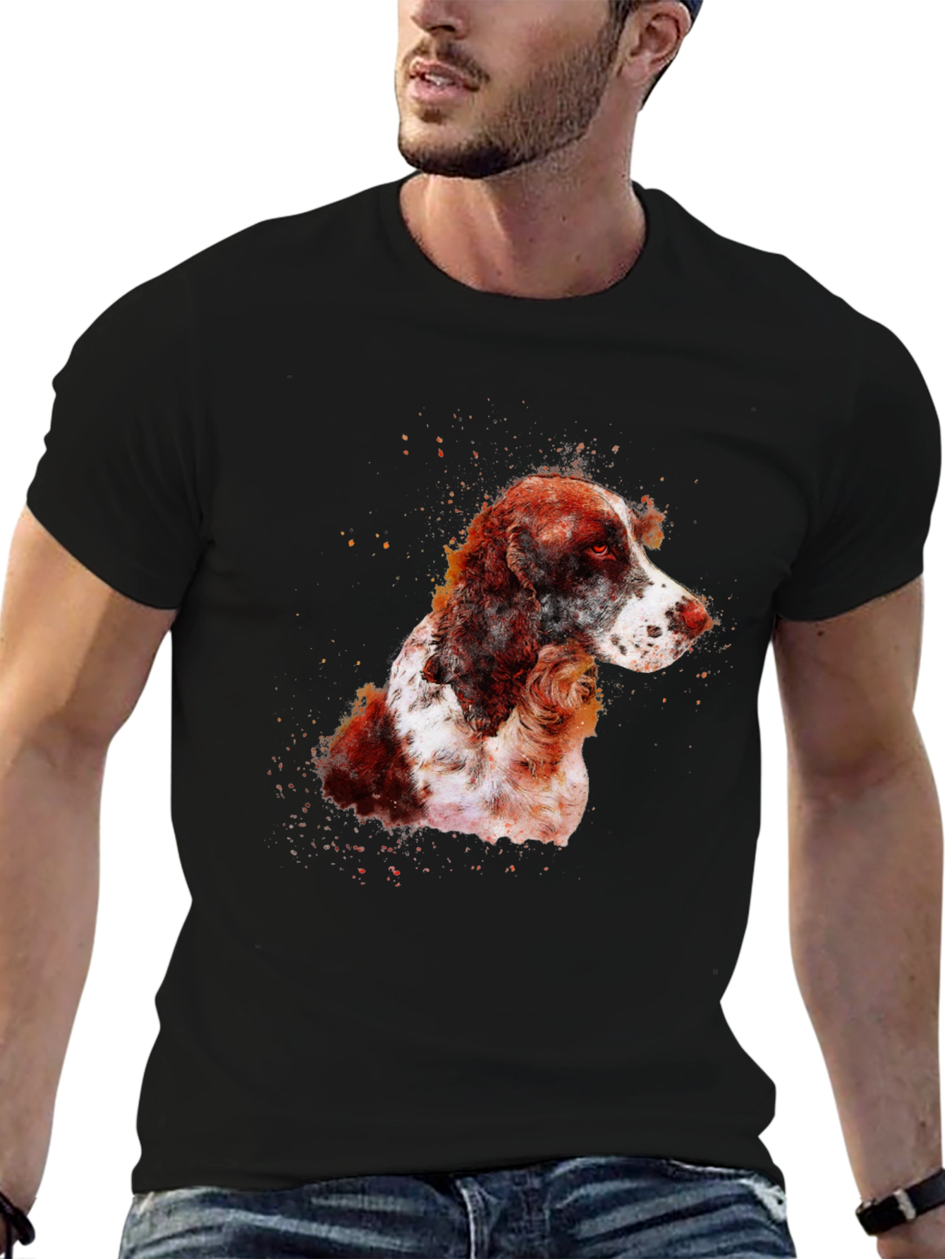 Dog Portrait Graphic Tee - Mens Black T-Shirt